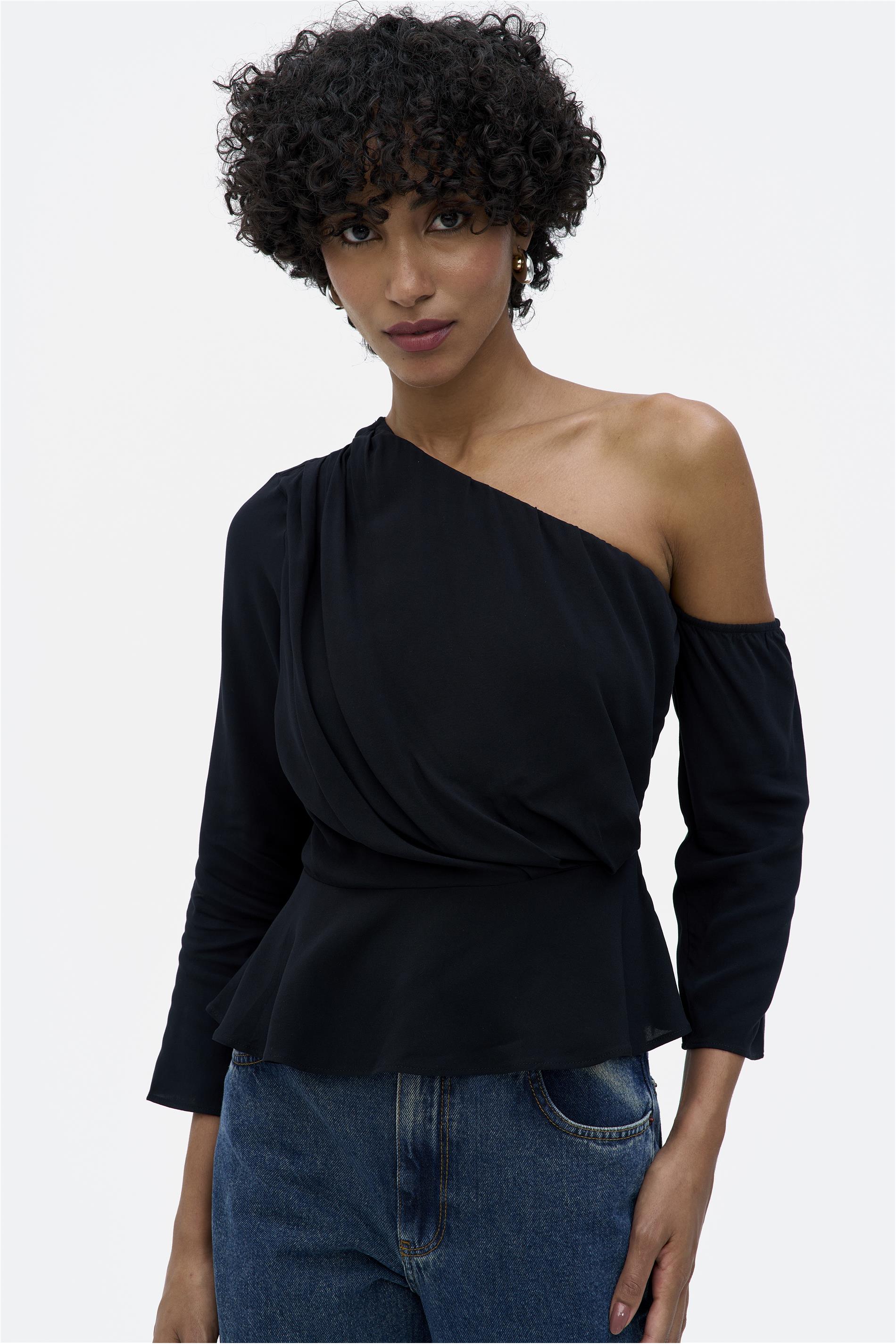 Blusa Viscose Decote Assimétrico