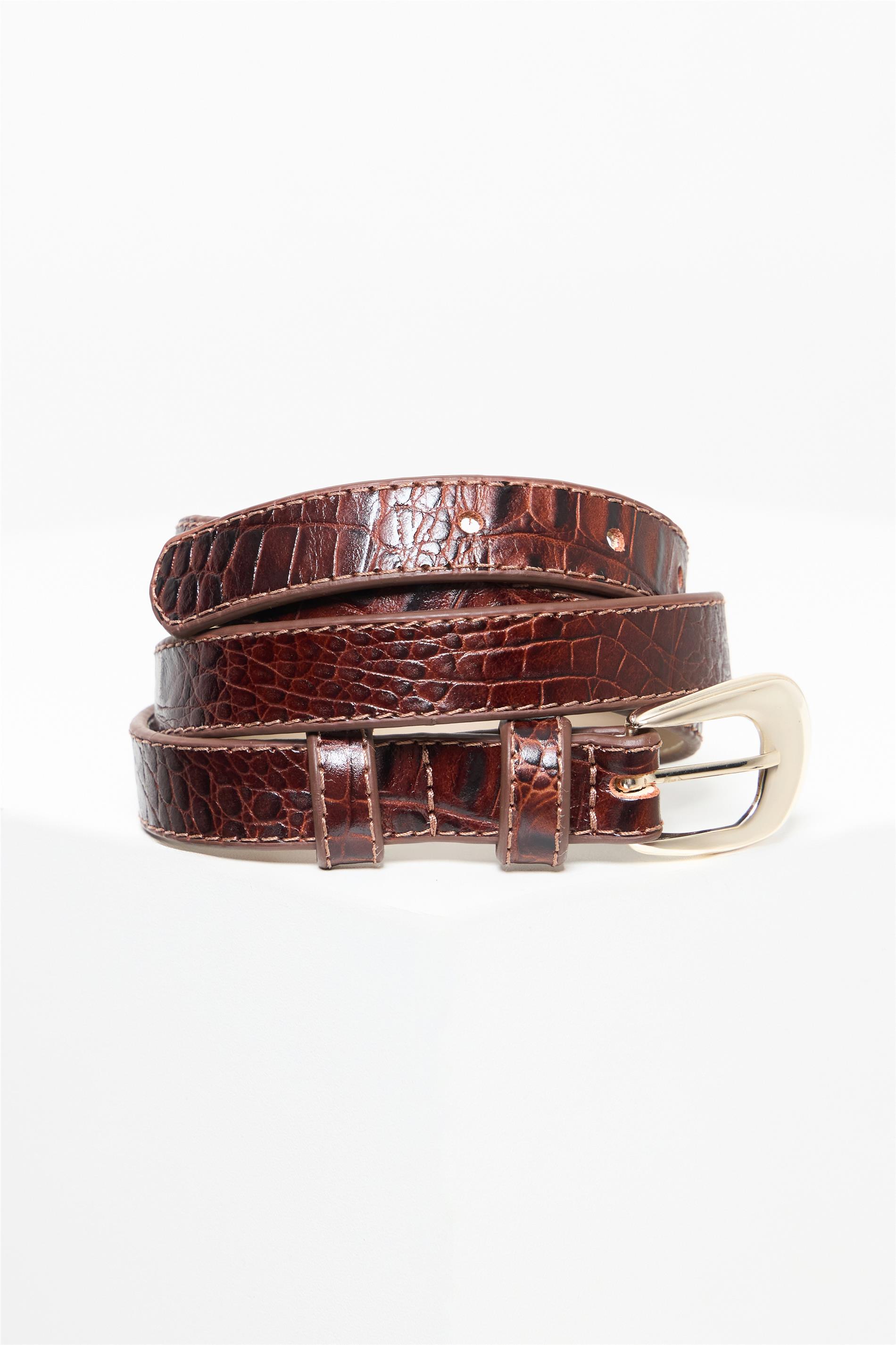 Cinto Feminino Fino Textura Croco