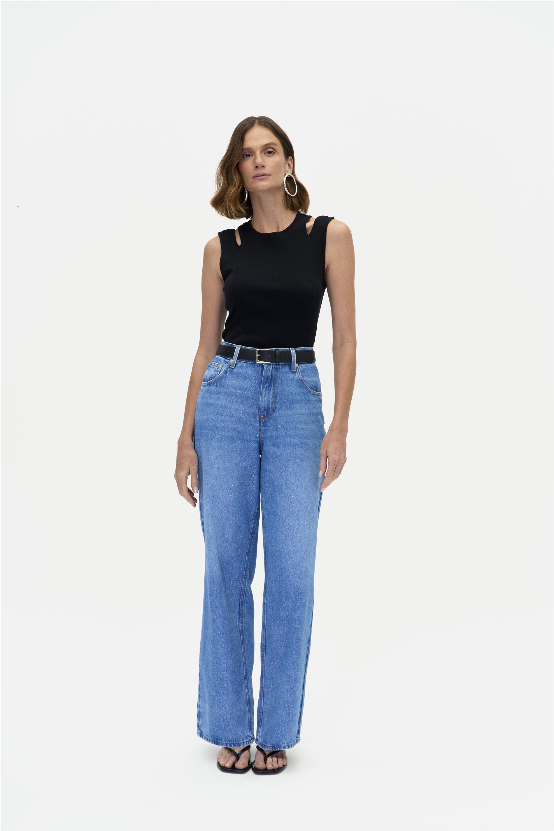 Calça Feminina Wide Leg Cintura Alta