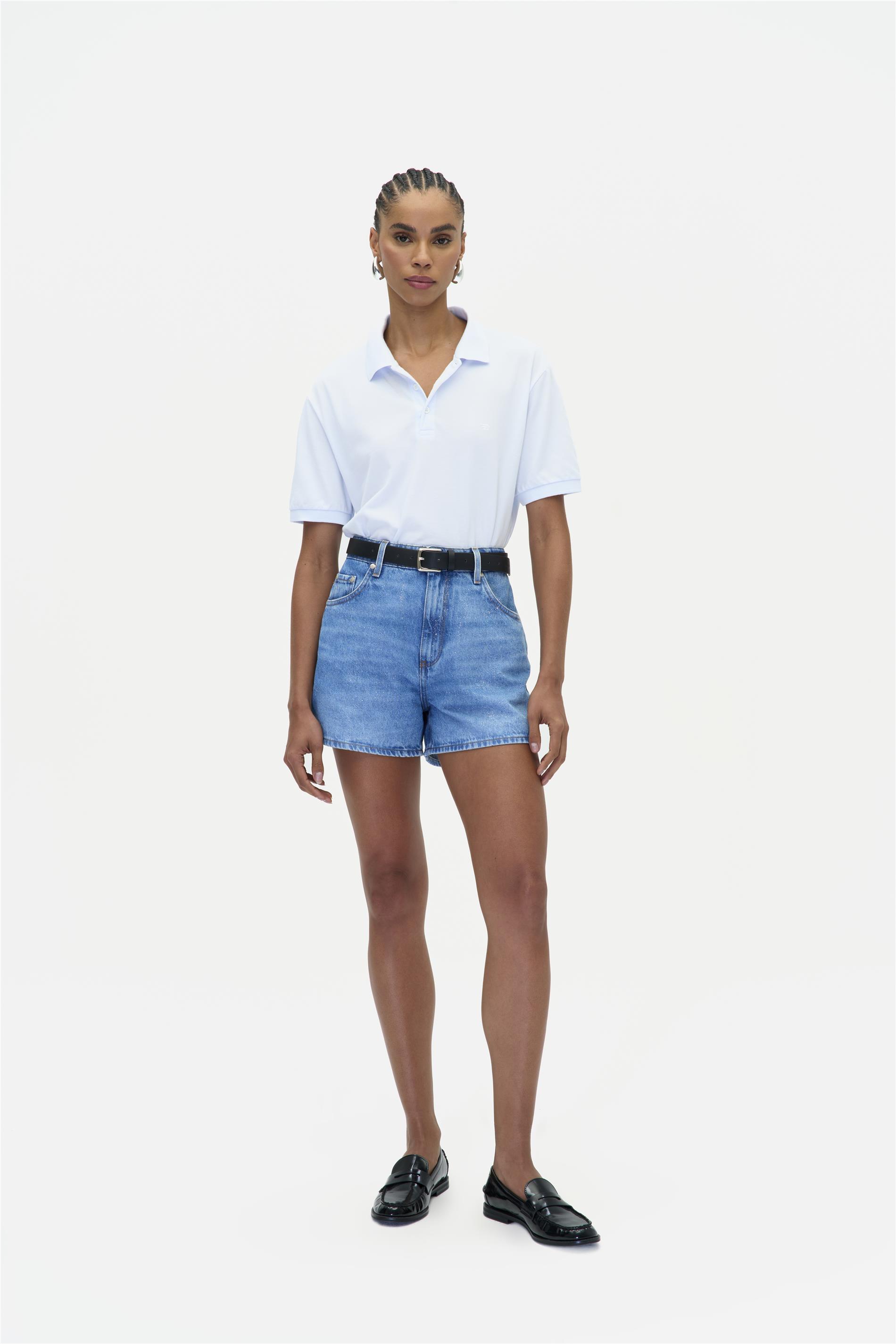 Short Feminino Jeans Cintura Alta