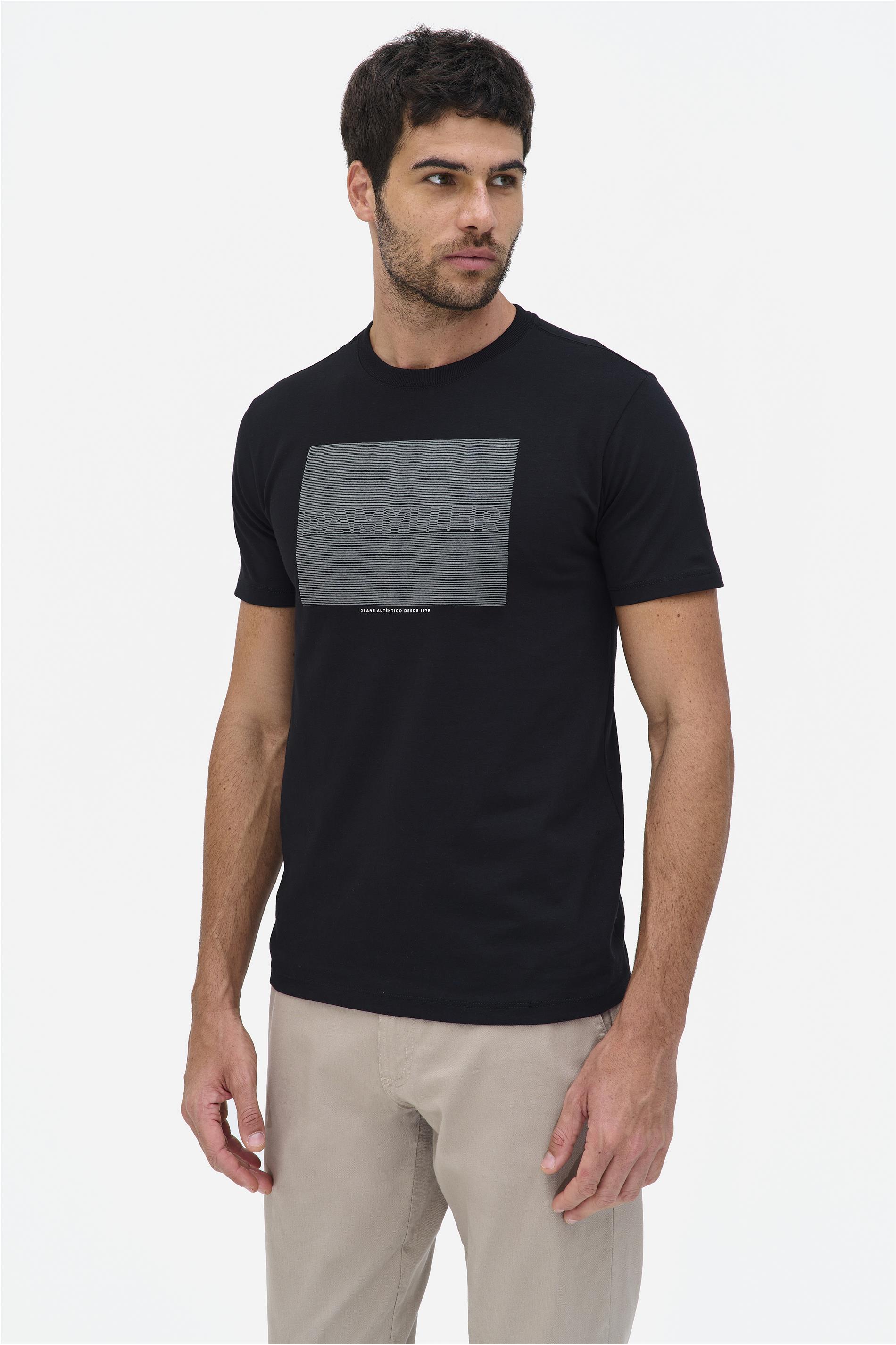 Camiseta com Estampa e Ribana na Gola