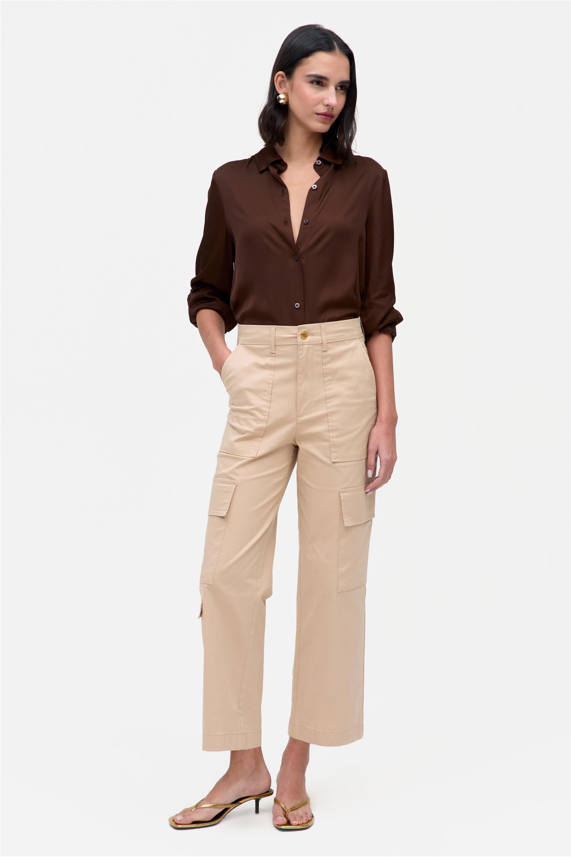 Calça Feminina Reta G4 Cropped Cargo