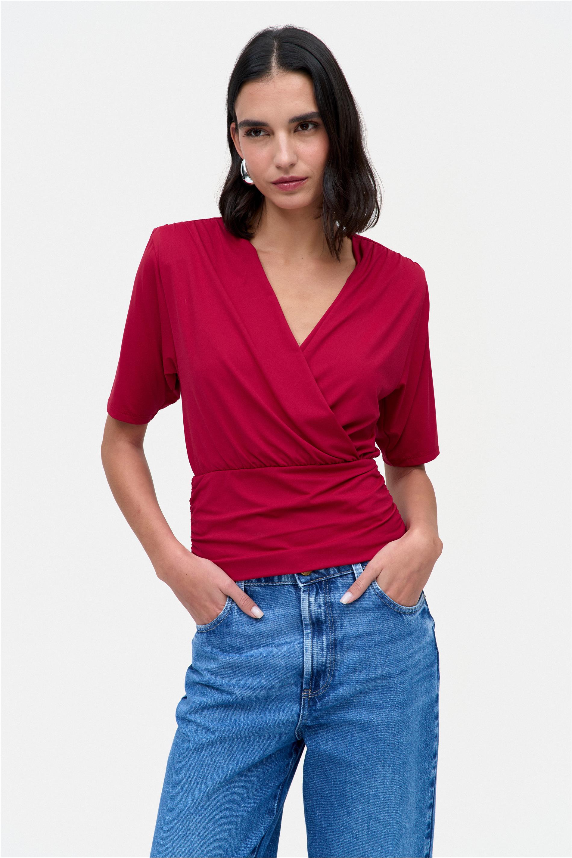 Blusa Lisa de Poliamida com Transpasse