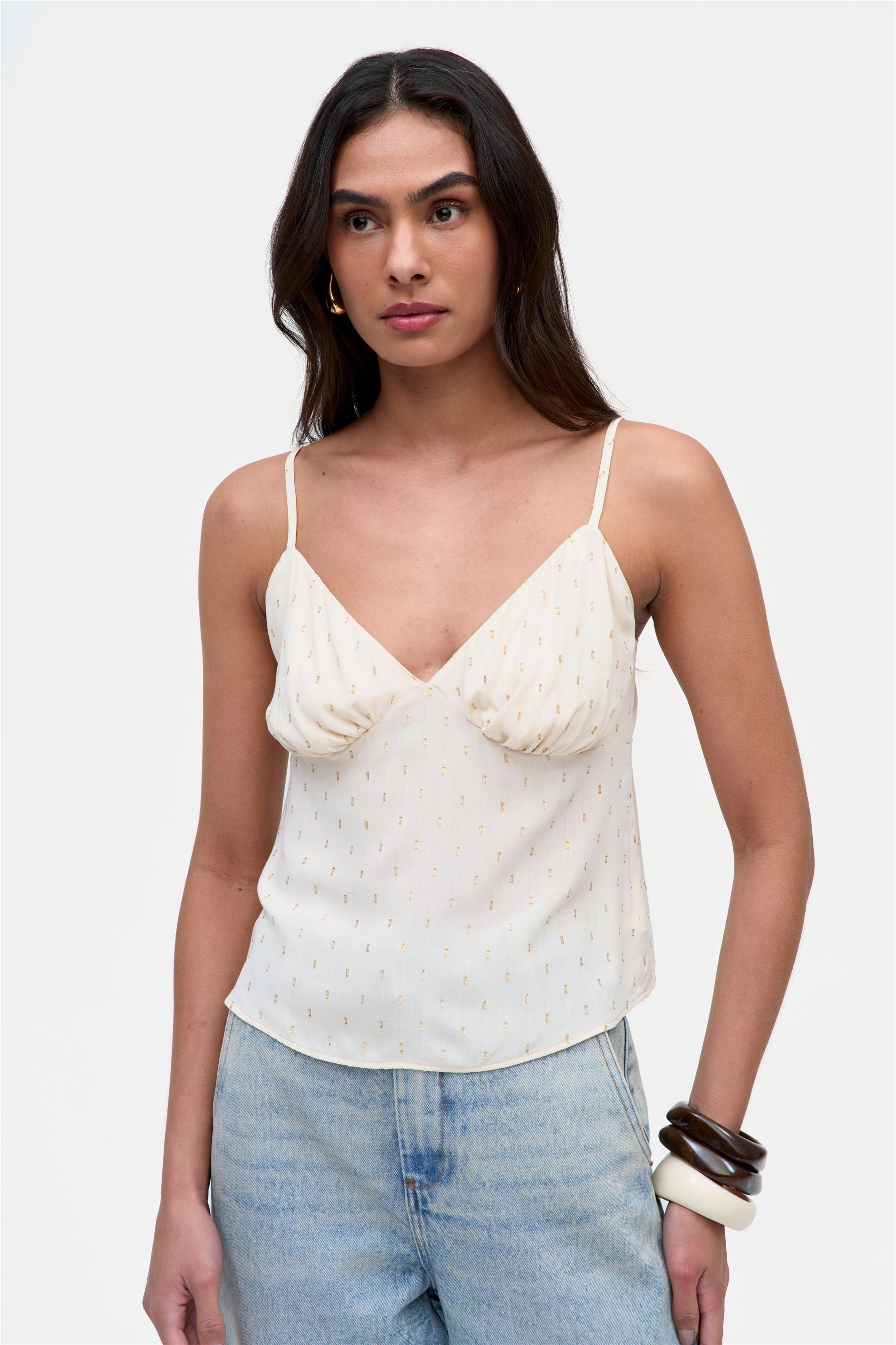 Blusa Alças Finas Fios de Lurex
