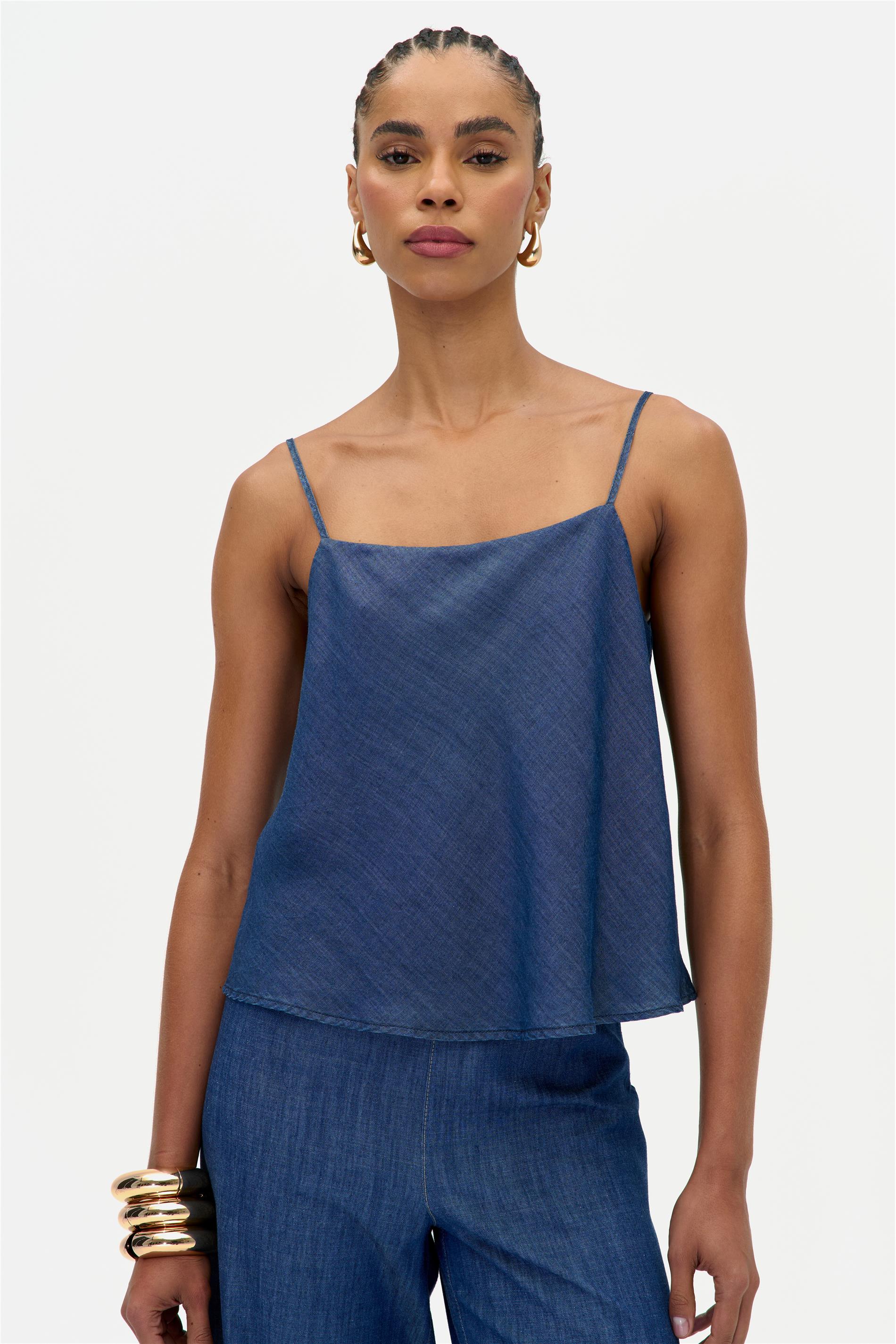 Blusa Jeans Liocel Alças Finas