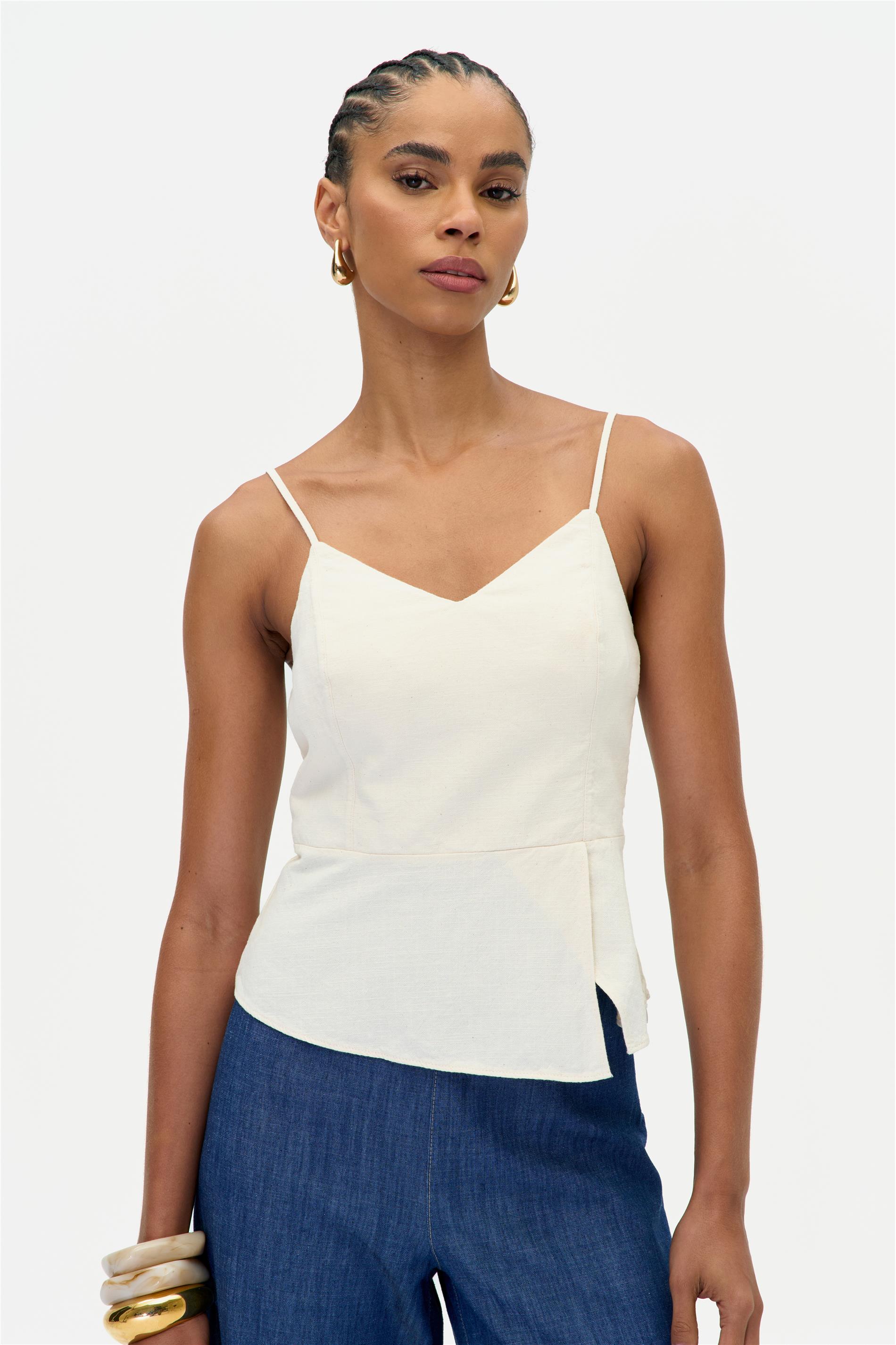 Blusa de Algodão com Fenda