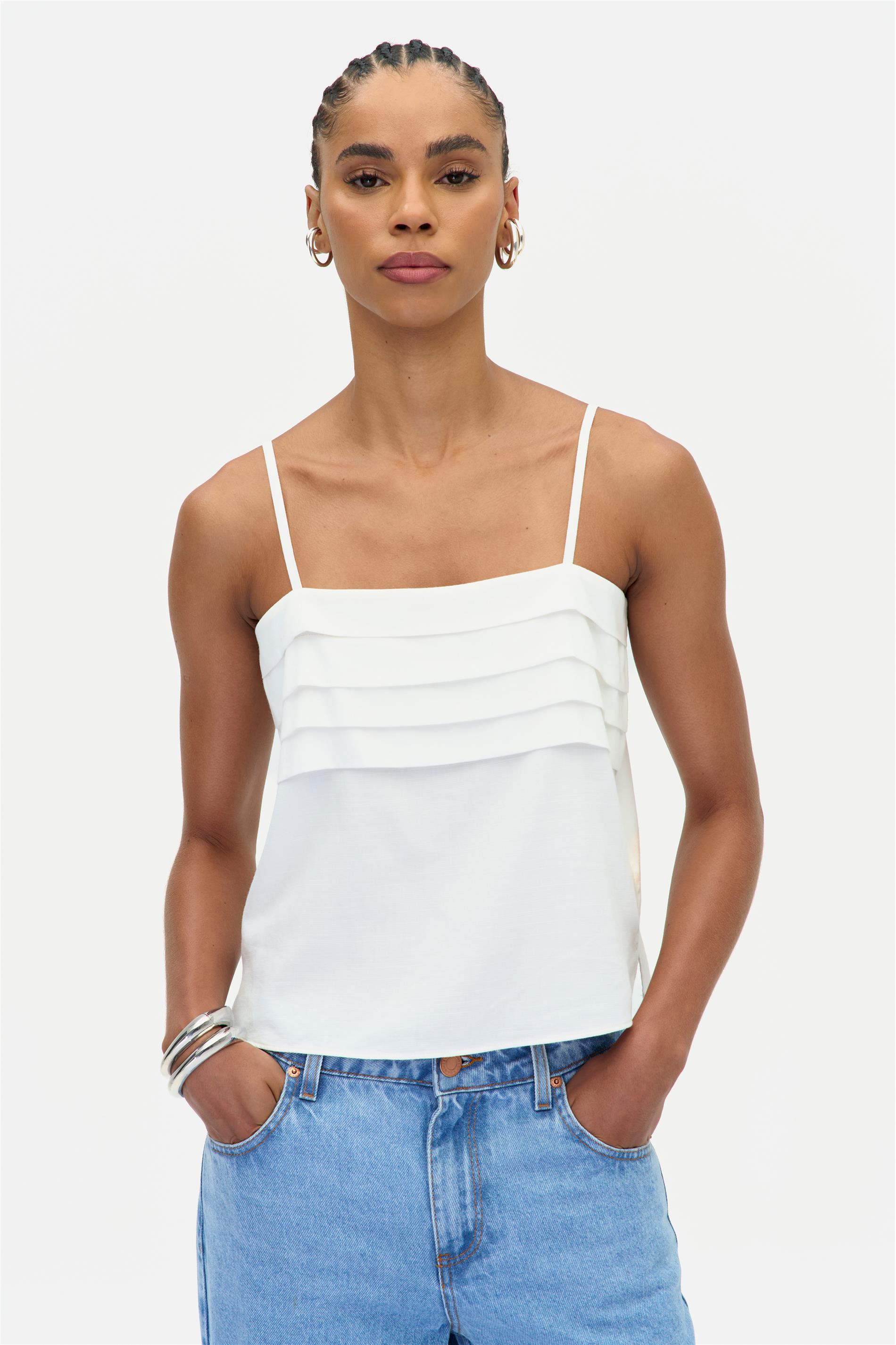 Blusa Alças Finas Algodão e Viscose