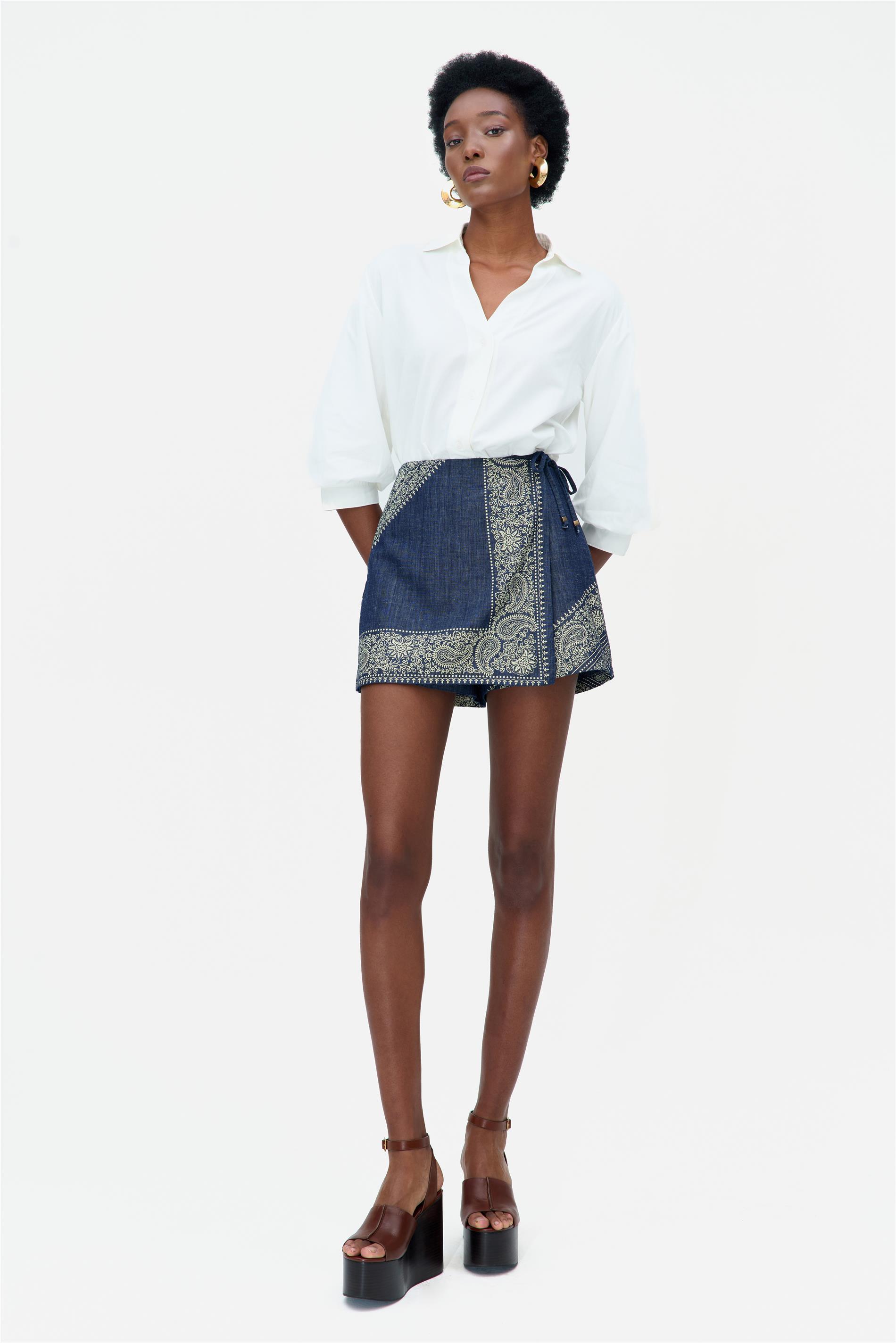 Short Saia G5 Curto Jeans Escuro