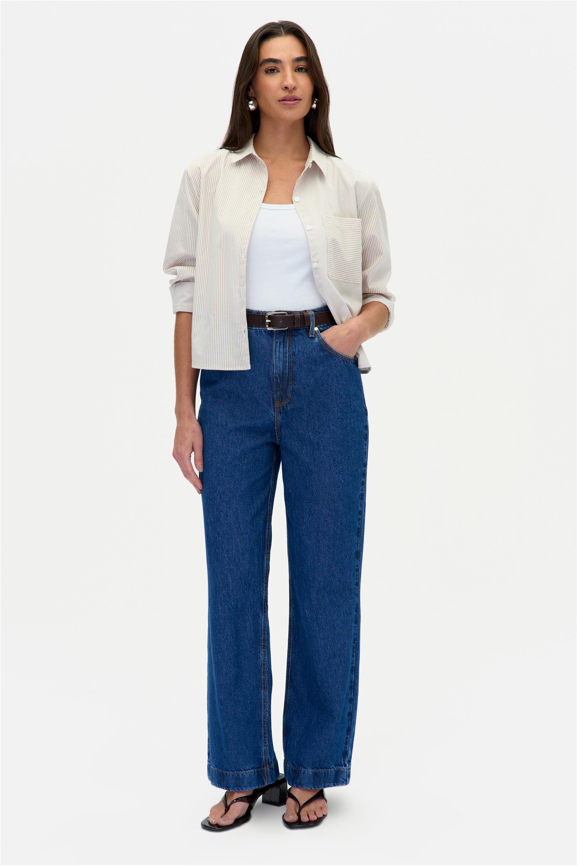 Calça Jeans Feminina Wide Leg G5 Ampla