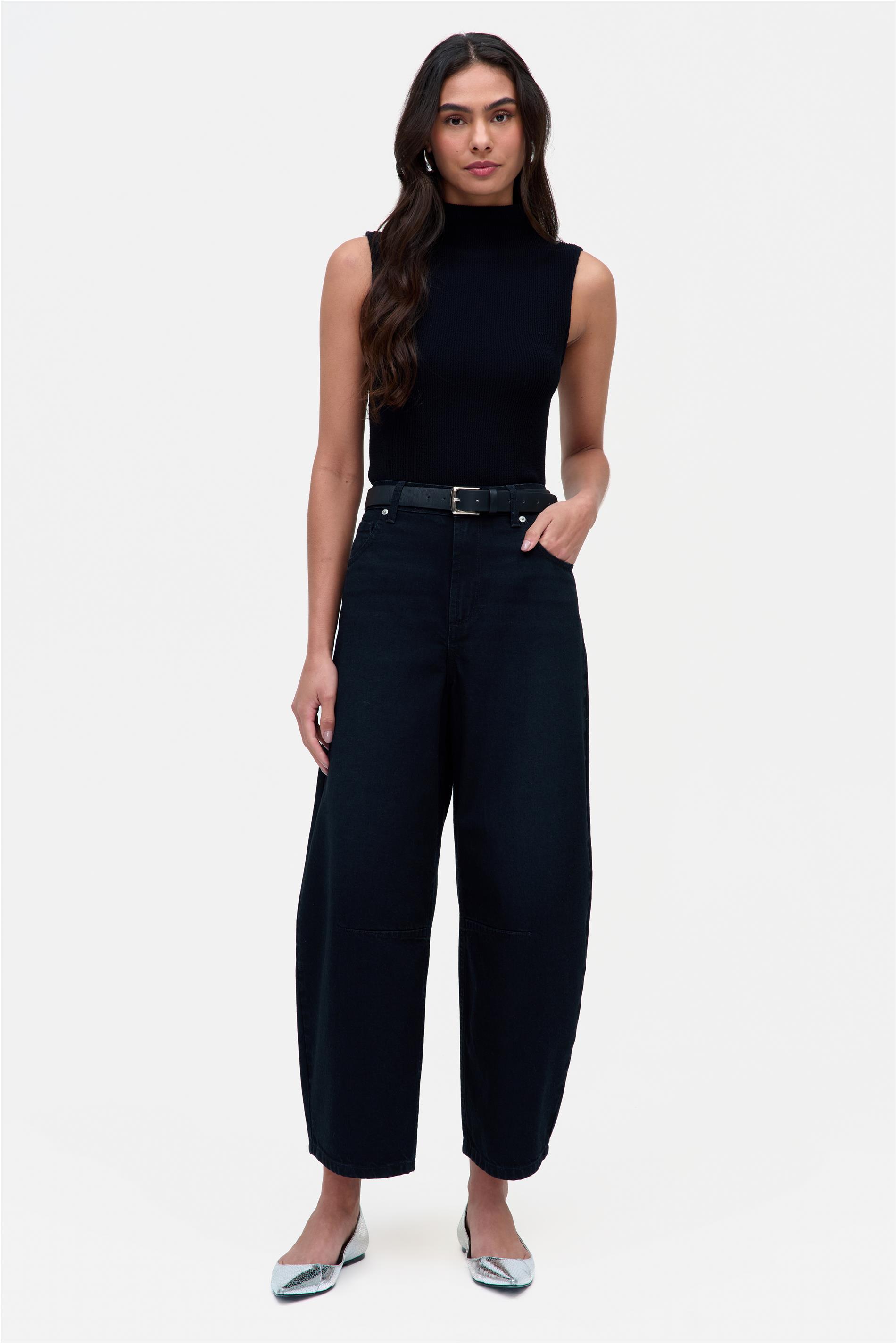 Calça Jeans Black Barrel G5 Cropped