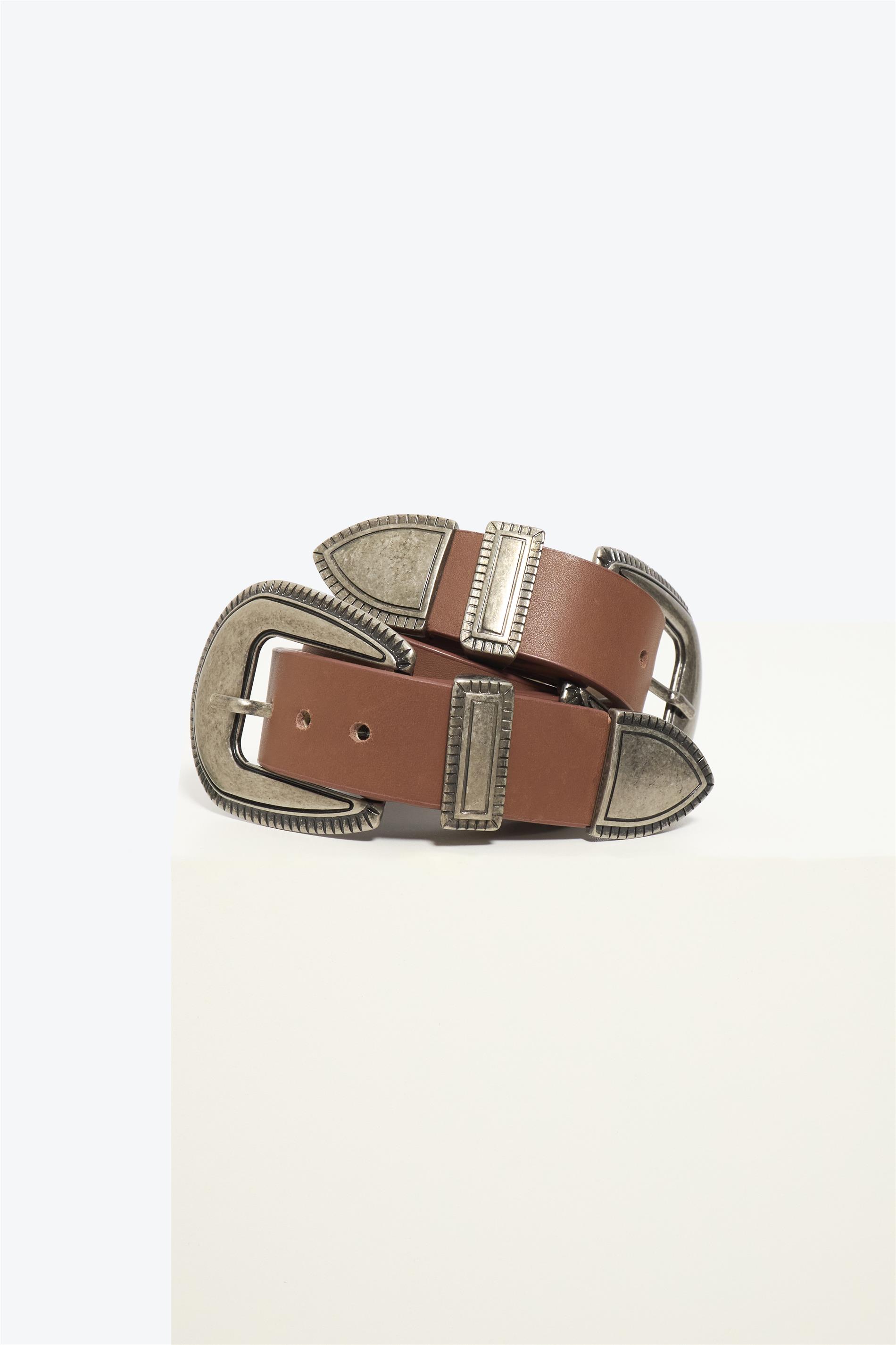 Cinto Feminino de Couro com Duas Fivelas