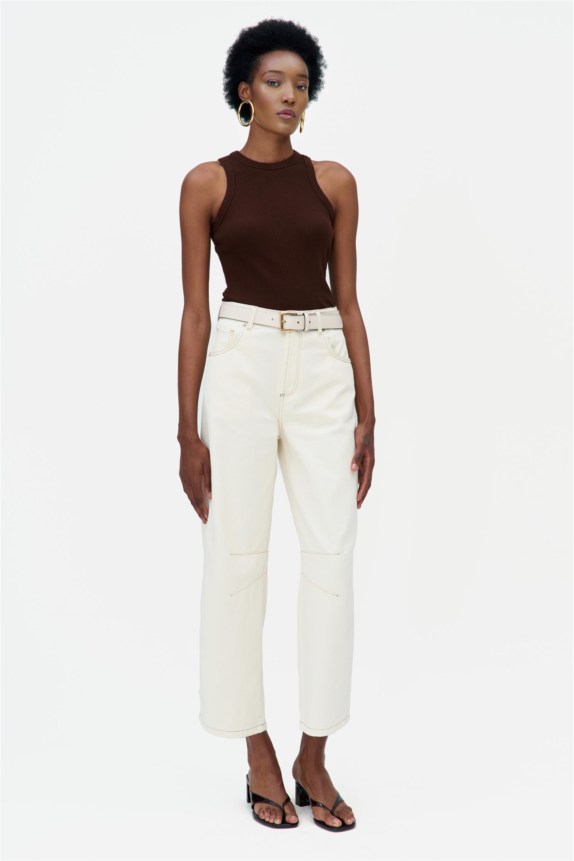Calça Barrel Off White G5 Cropped Sarja