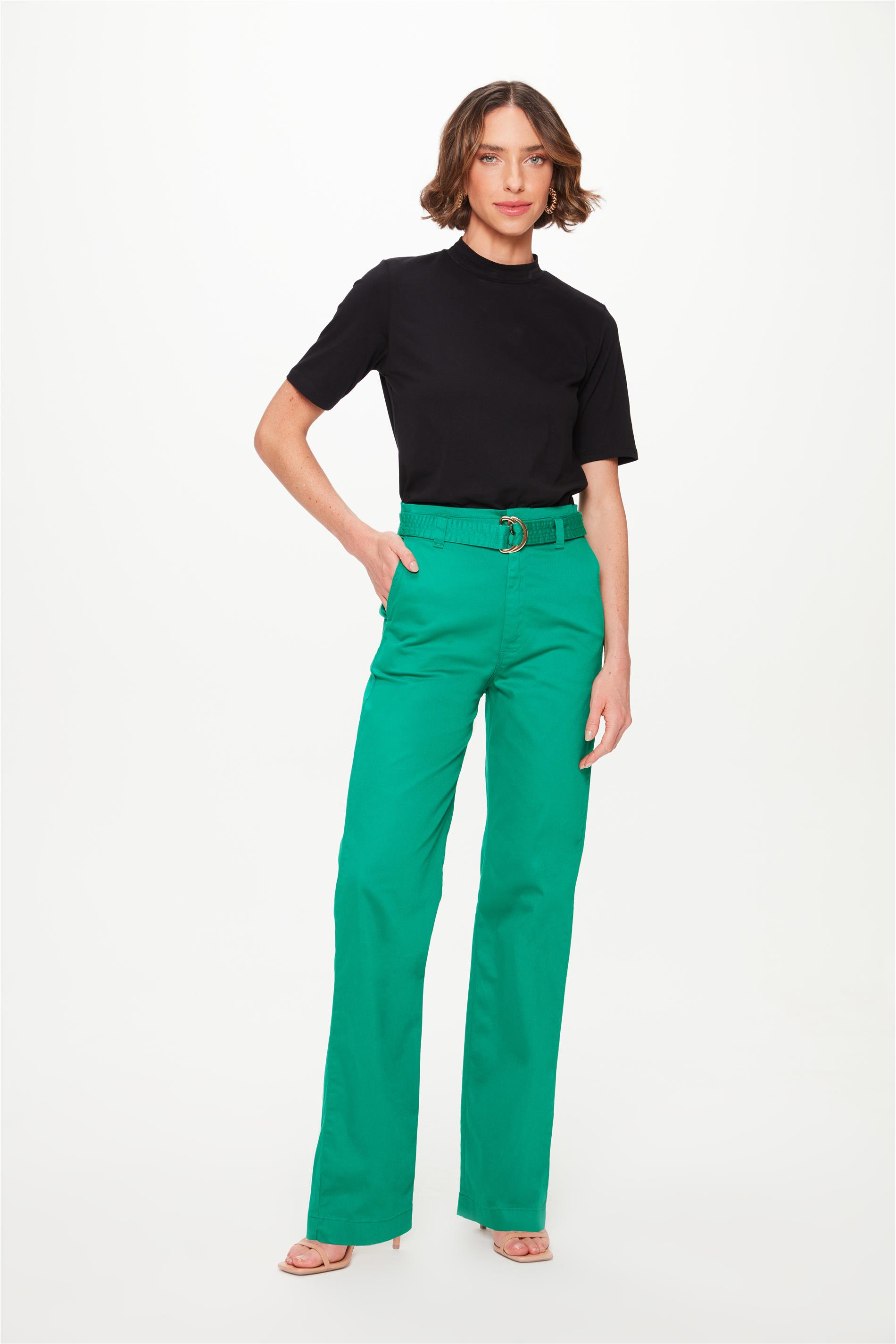 Calça Clochard Cintura Alta de Sarja