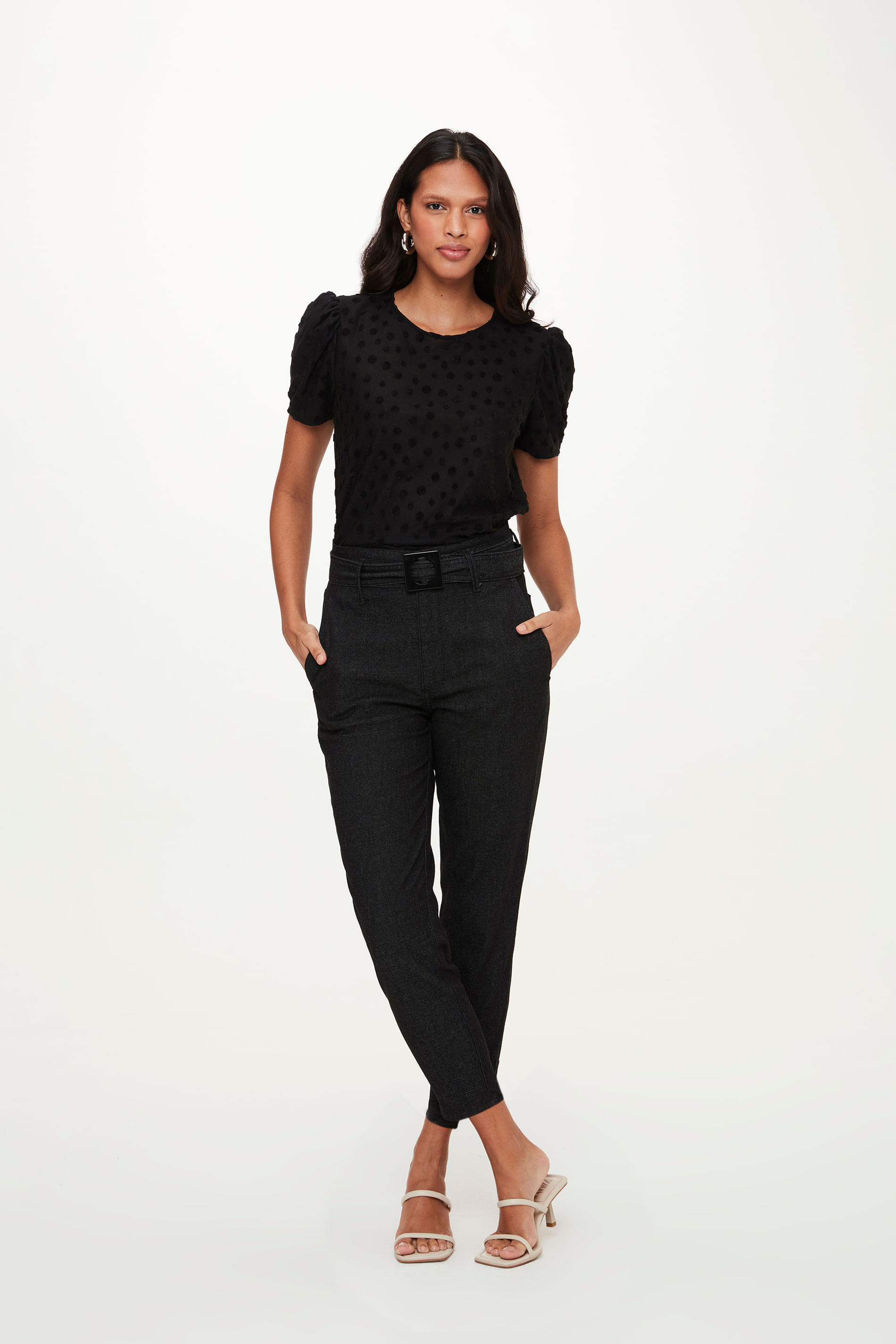 Calça de Sarja Clochard Cropped