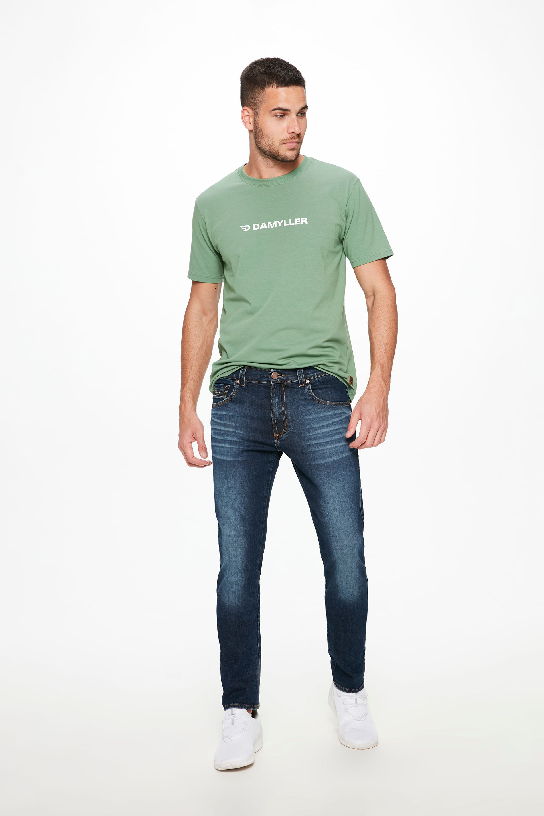 Calça Jeans Escura Marcações Masculina