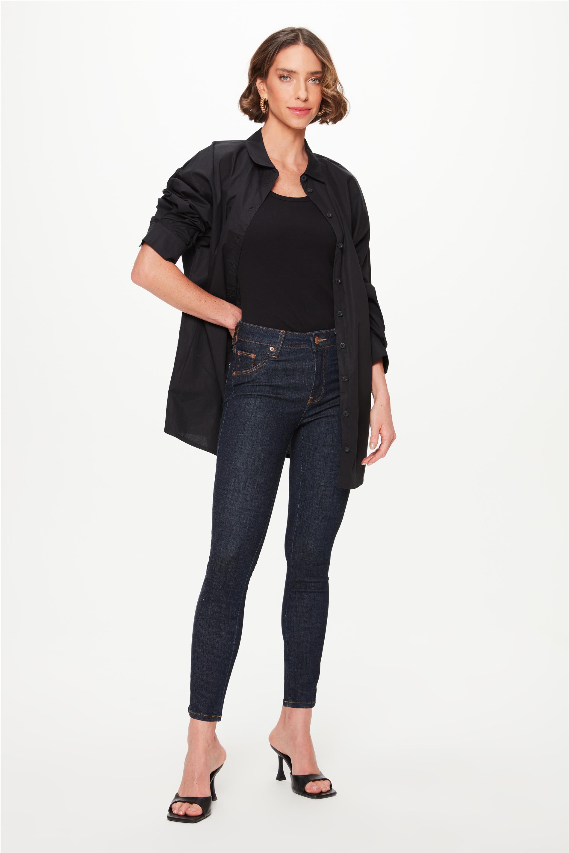 Calça Jeans Jegging Cropped Básica