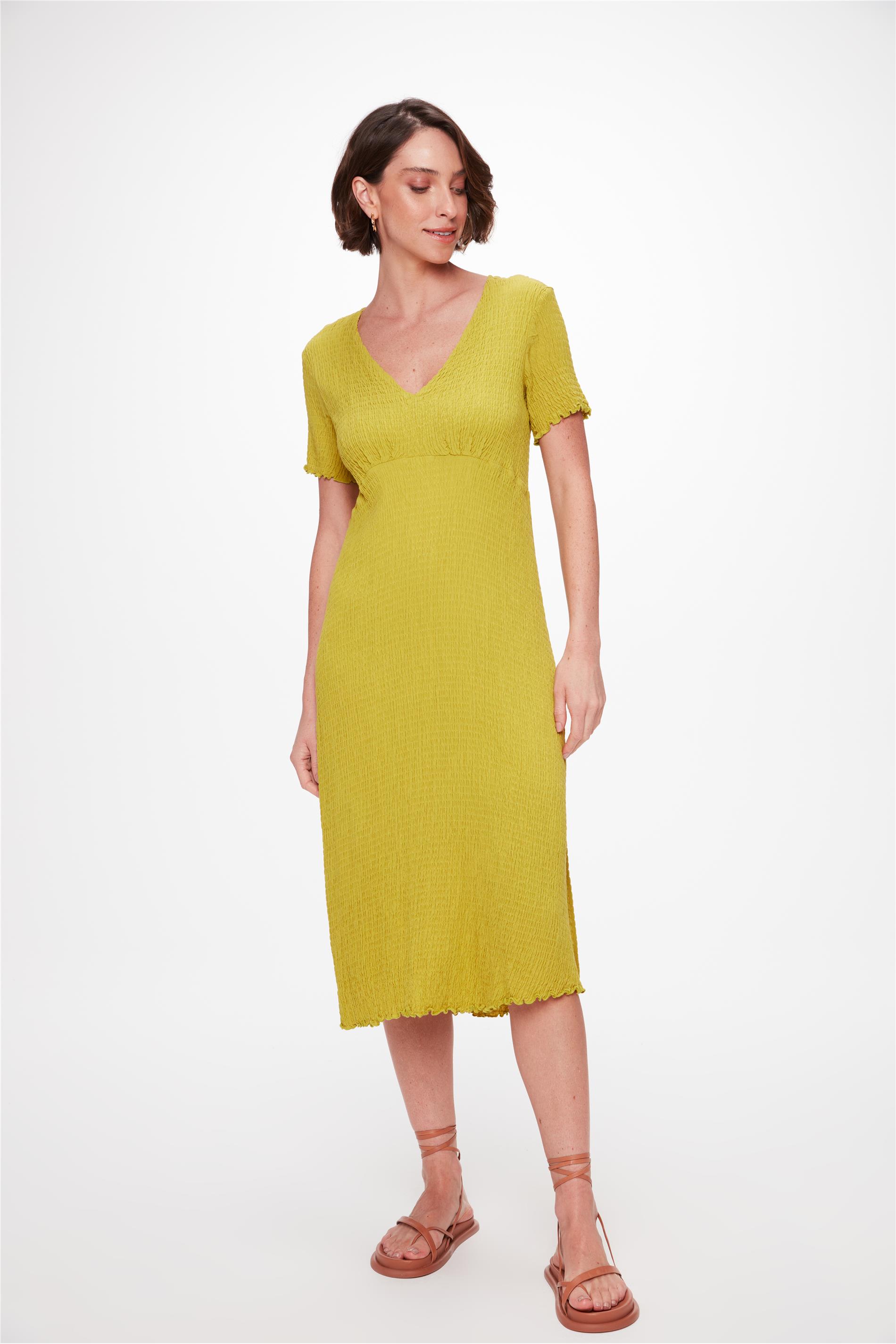 Vestido Midi Texturizado Lastex