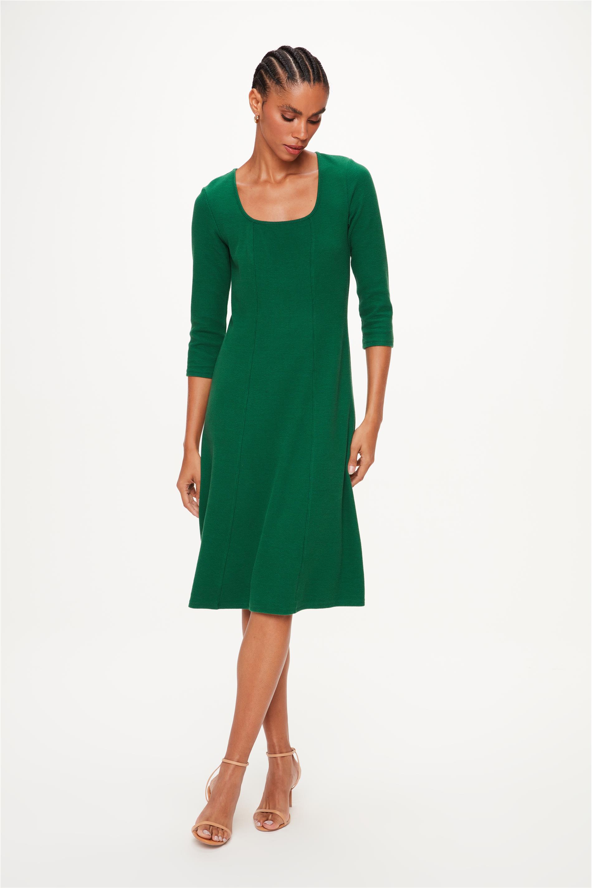 Vestido Midi de Malha Canelada Justo