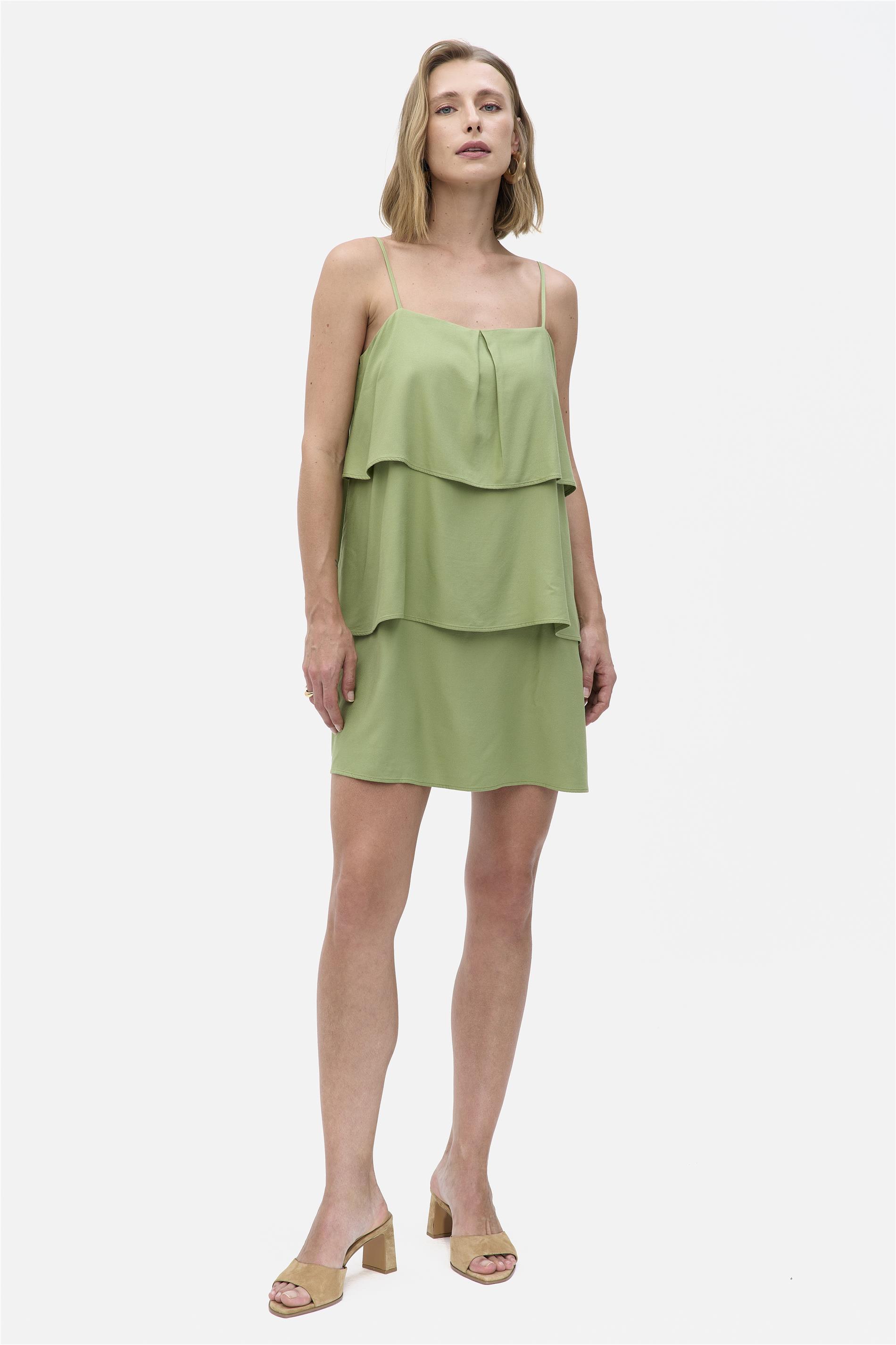 Vestido Mini com Alças e Babados