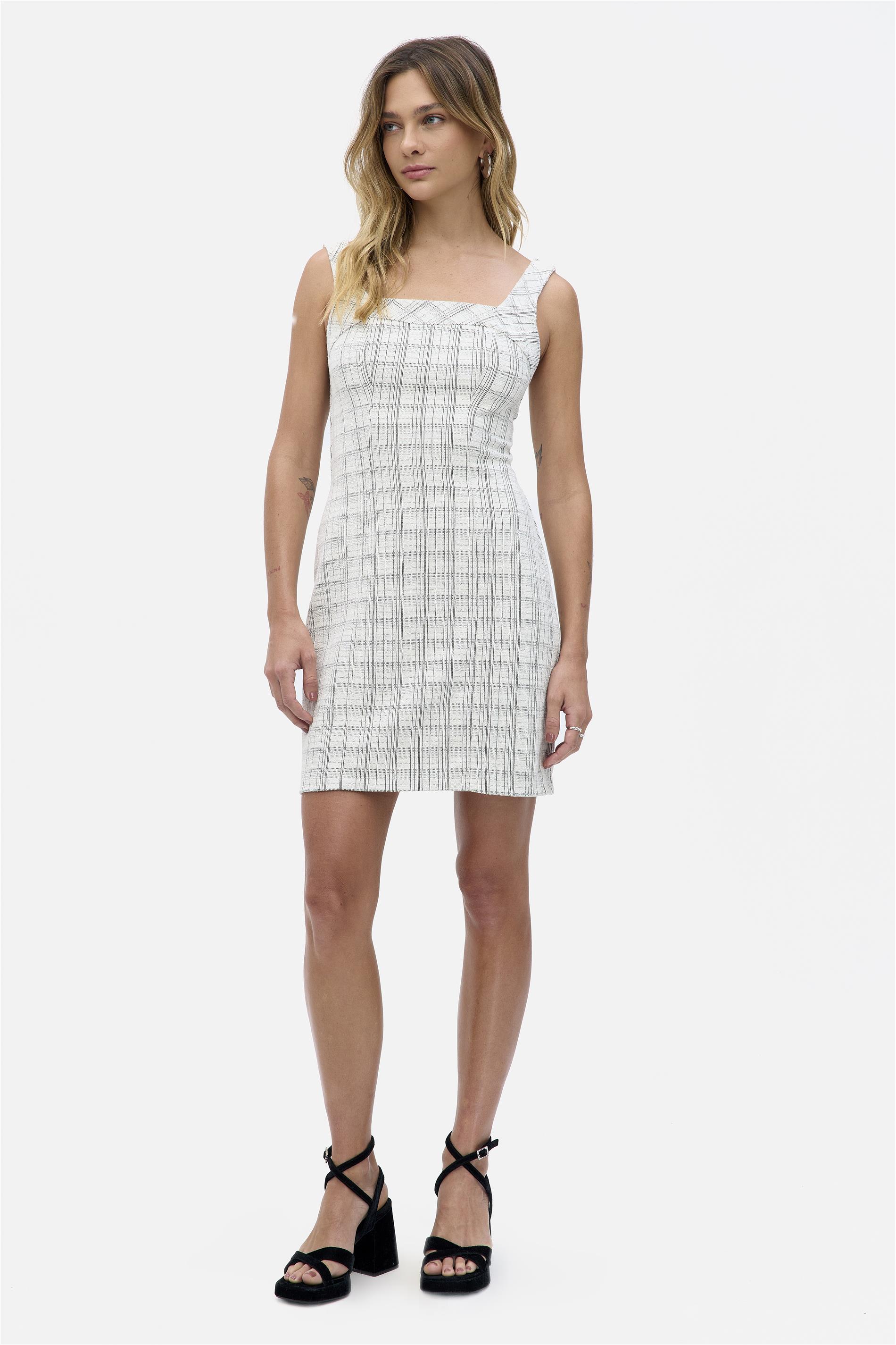 Vestido Médio Xadrez com Zíper