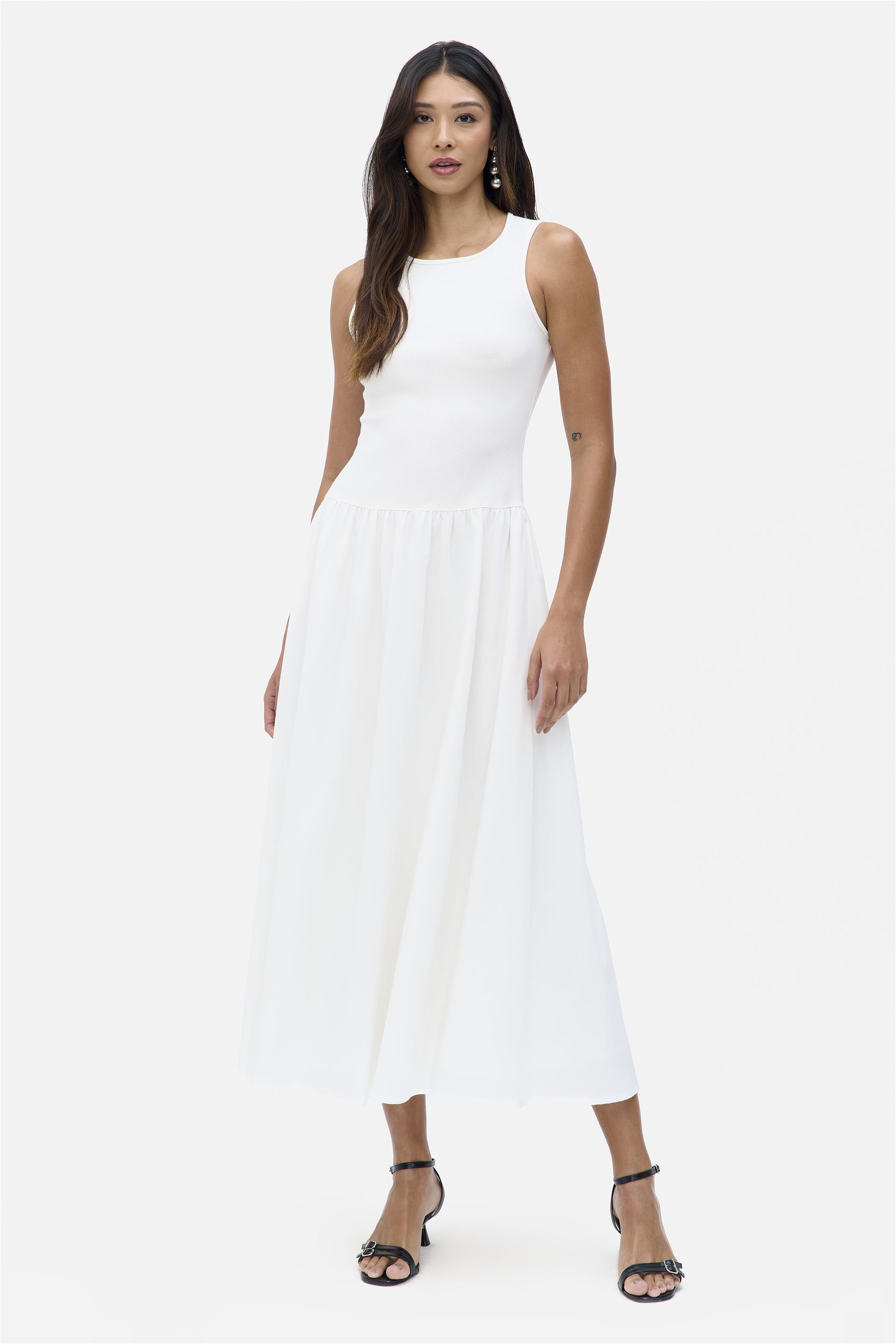 Vestido Longo Cintura Baixa com Ribana
