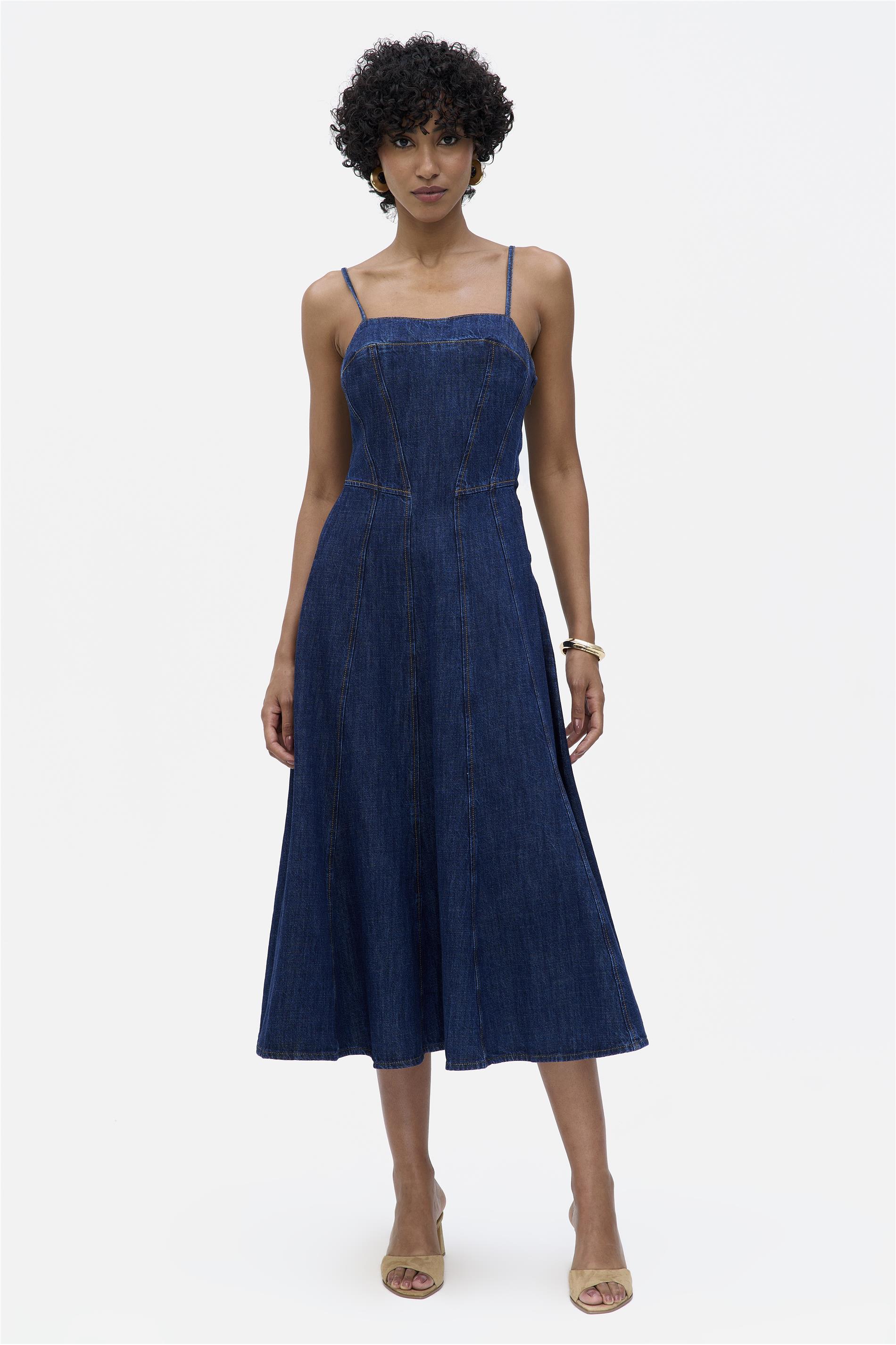 Vestido Midi com Recortes Zíper Lateral
