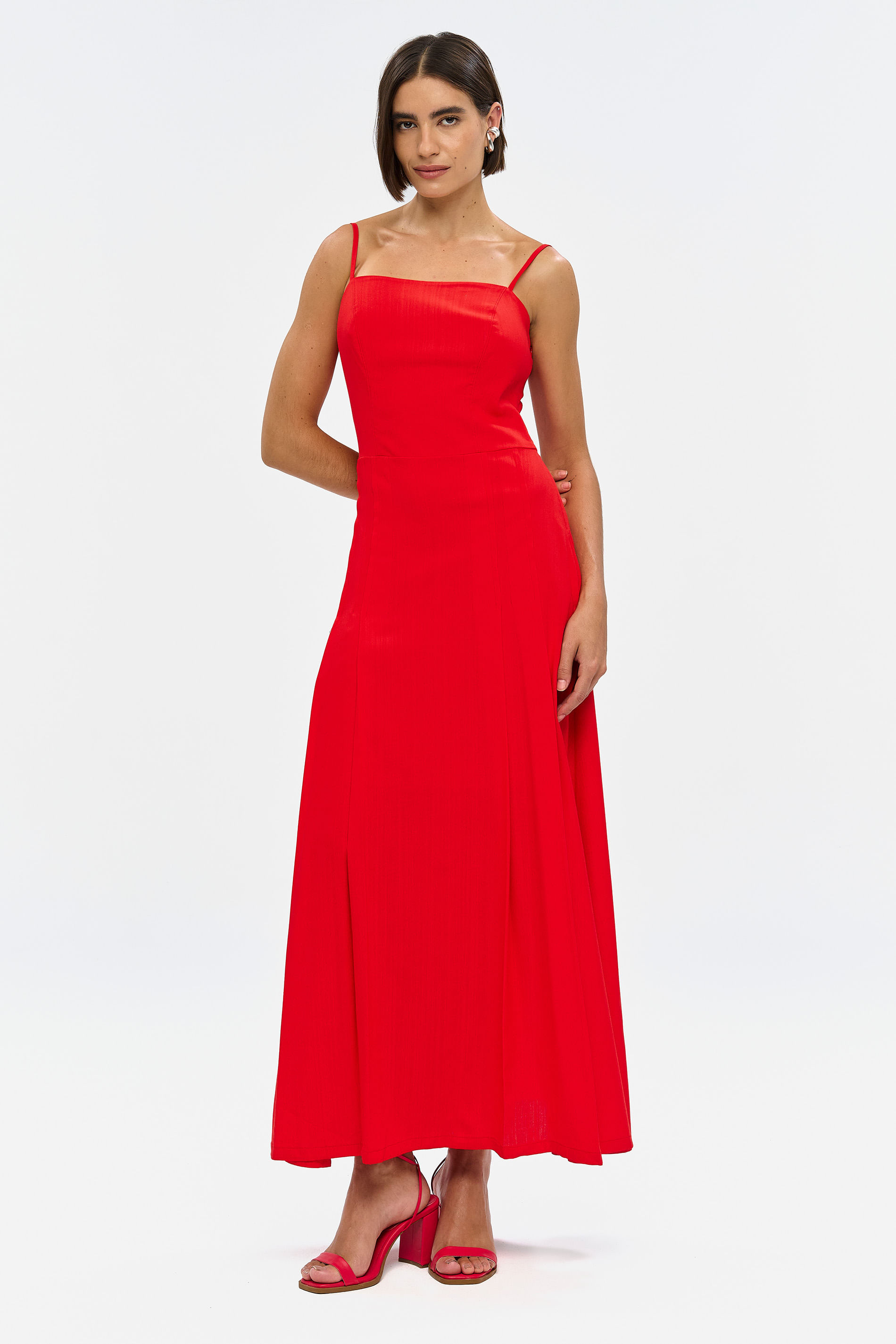 Vestido Midi Top Justo e Saia Godê