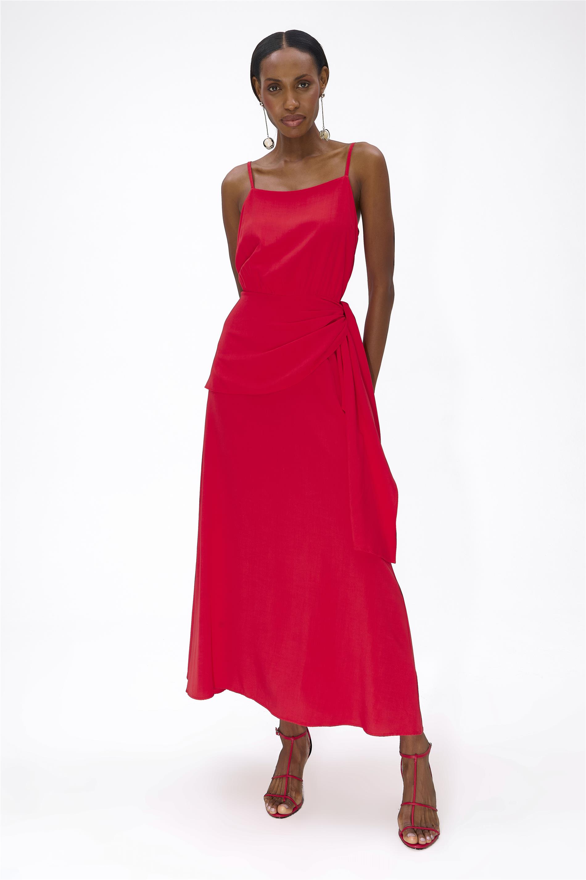Vestido Longo com Amarração Lateral