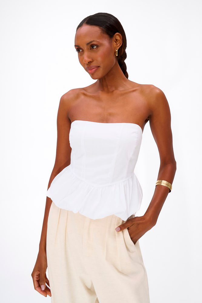 Blusa Top Modelo Balonê