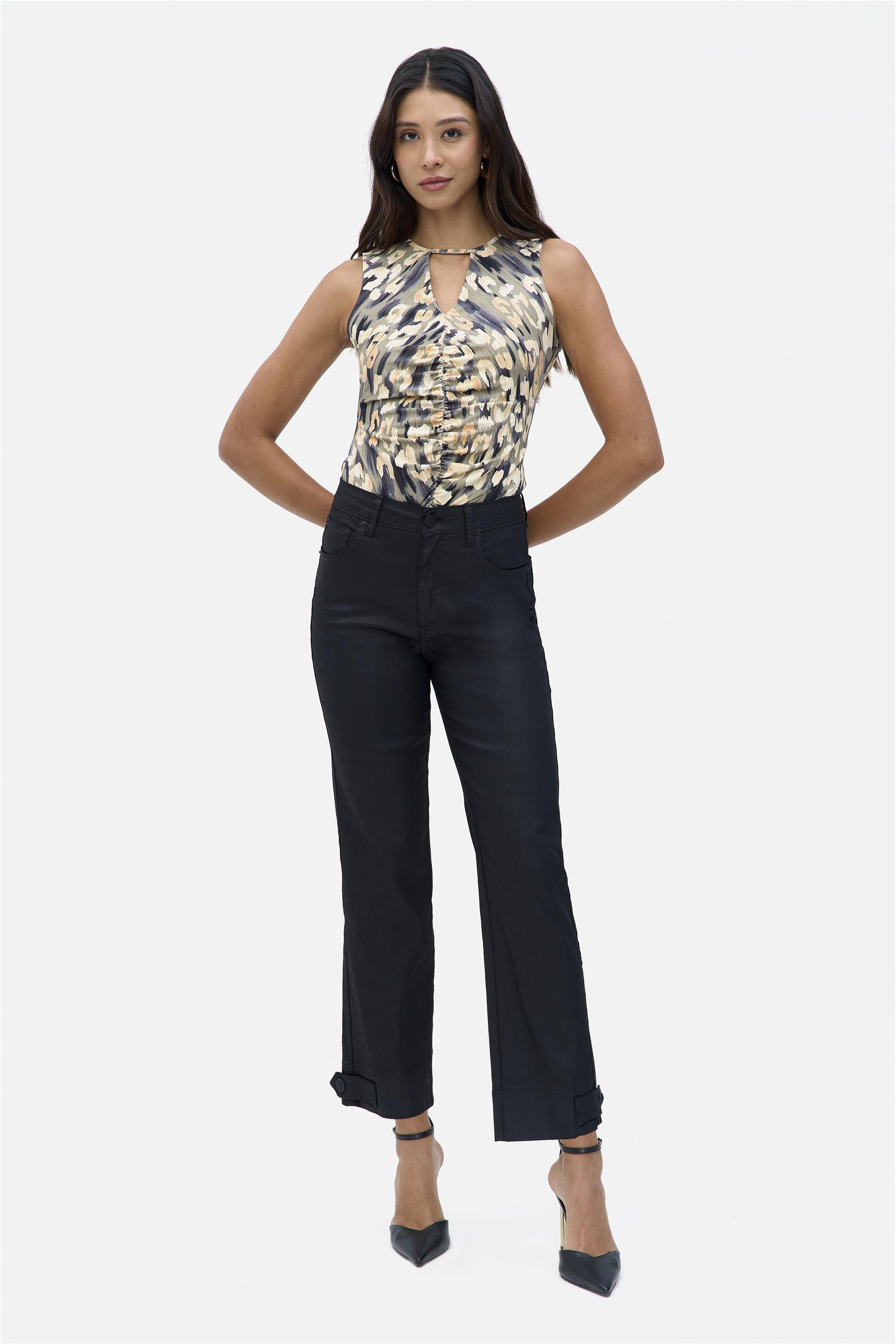 Calça Feminina Reta G5 Cropped Resinada