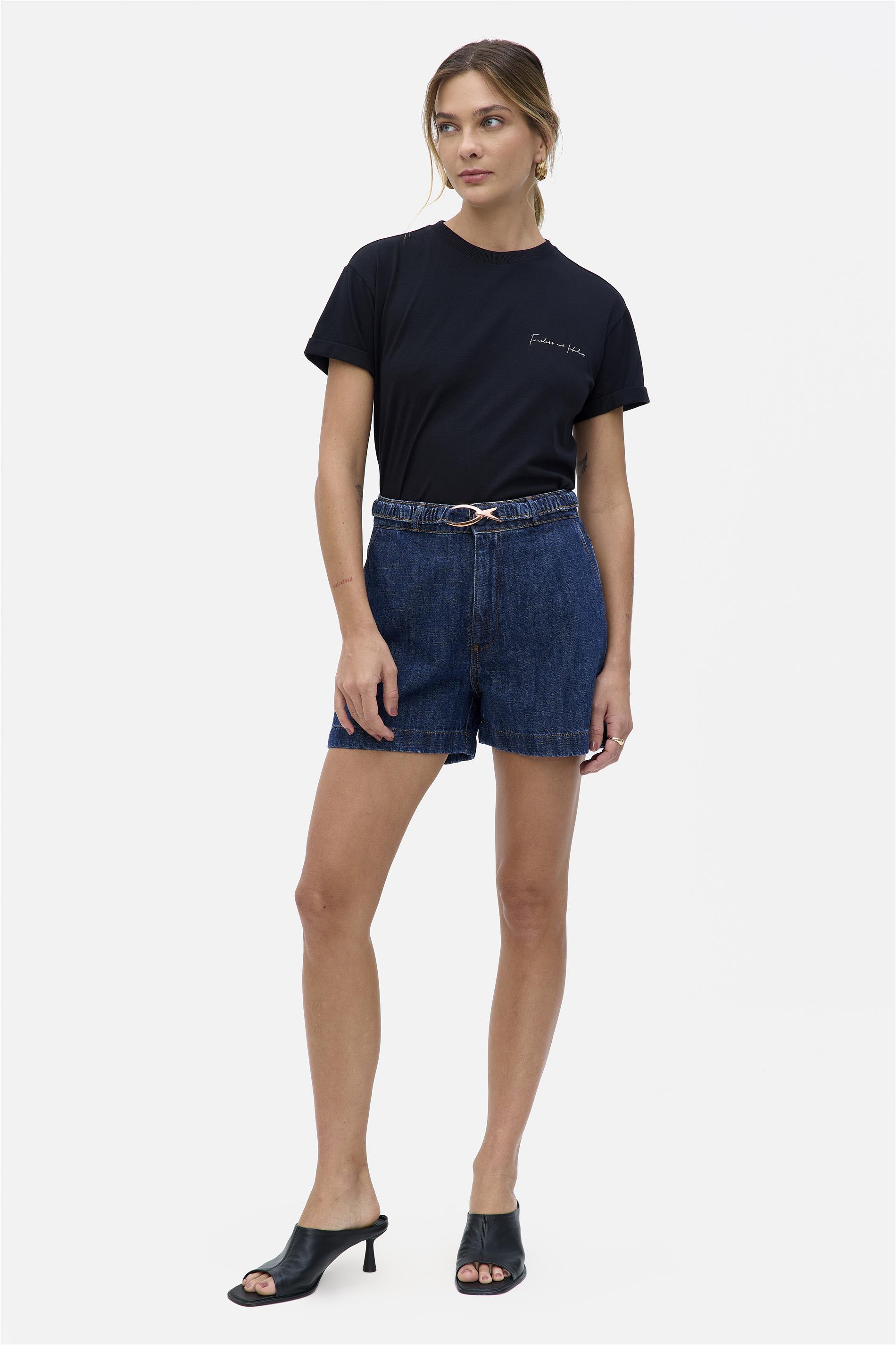 Short Solto Jeans G4 Médio com Cinto