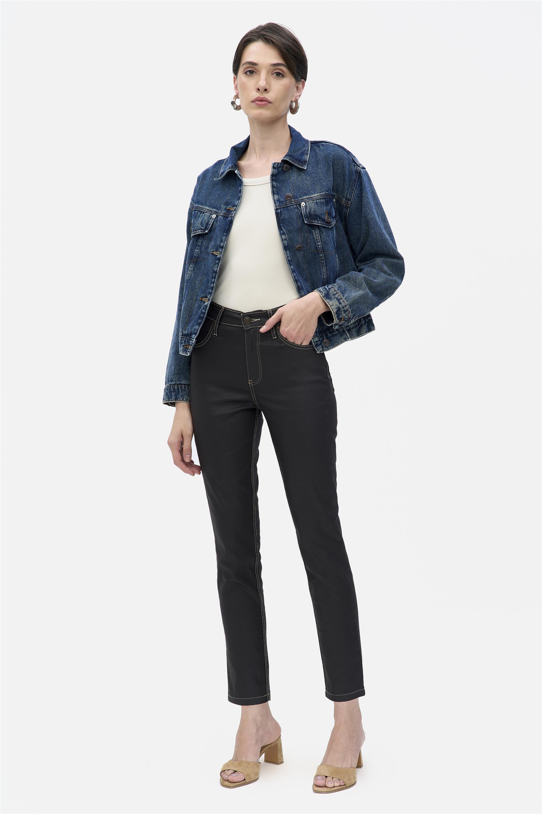 Calça Jeans Resinada Skinny G4 Cropped