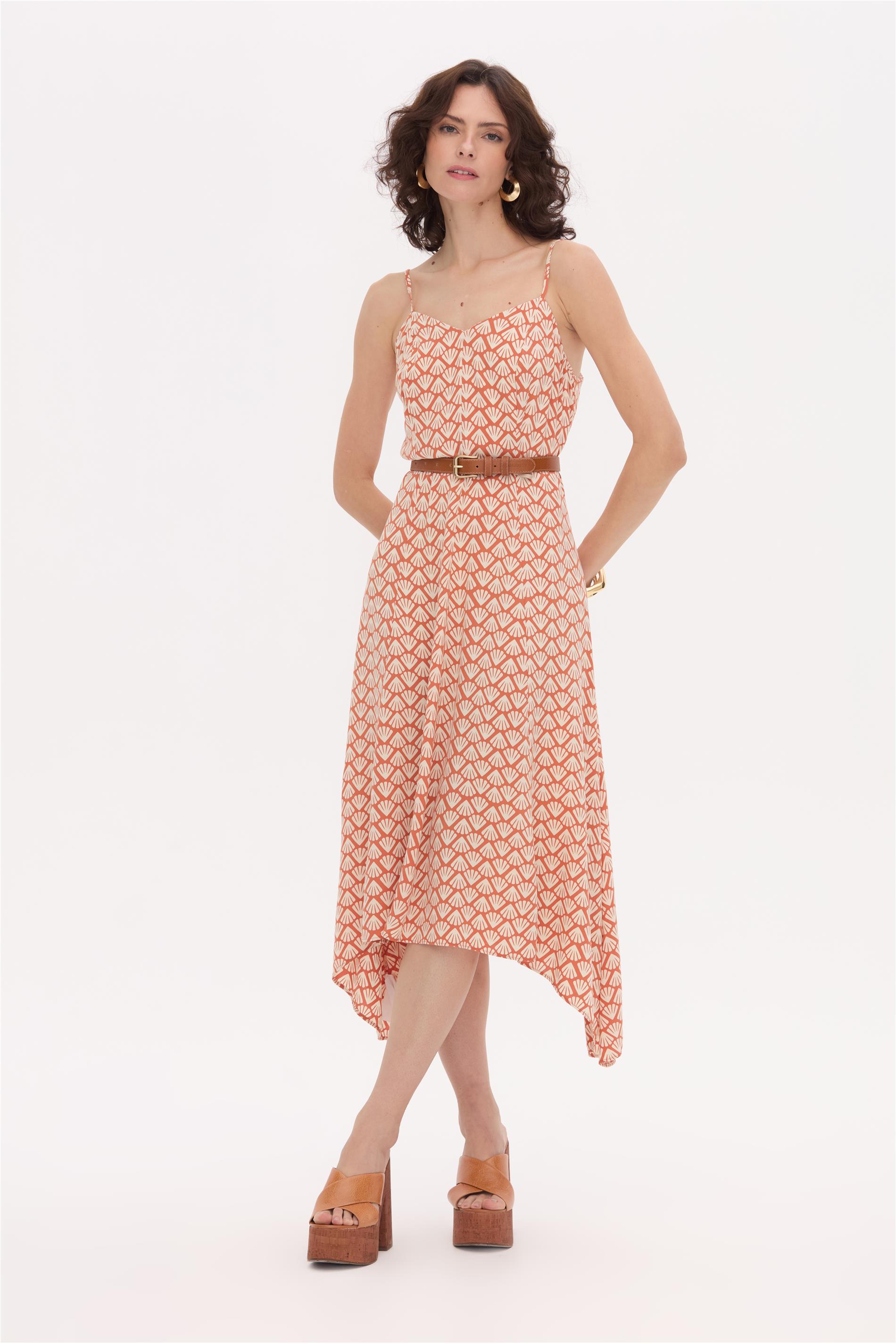 Vestido Midi em Viscose Estampado