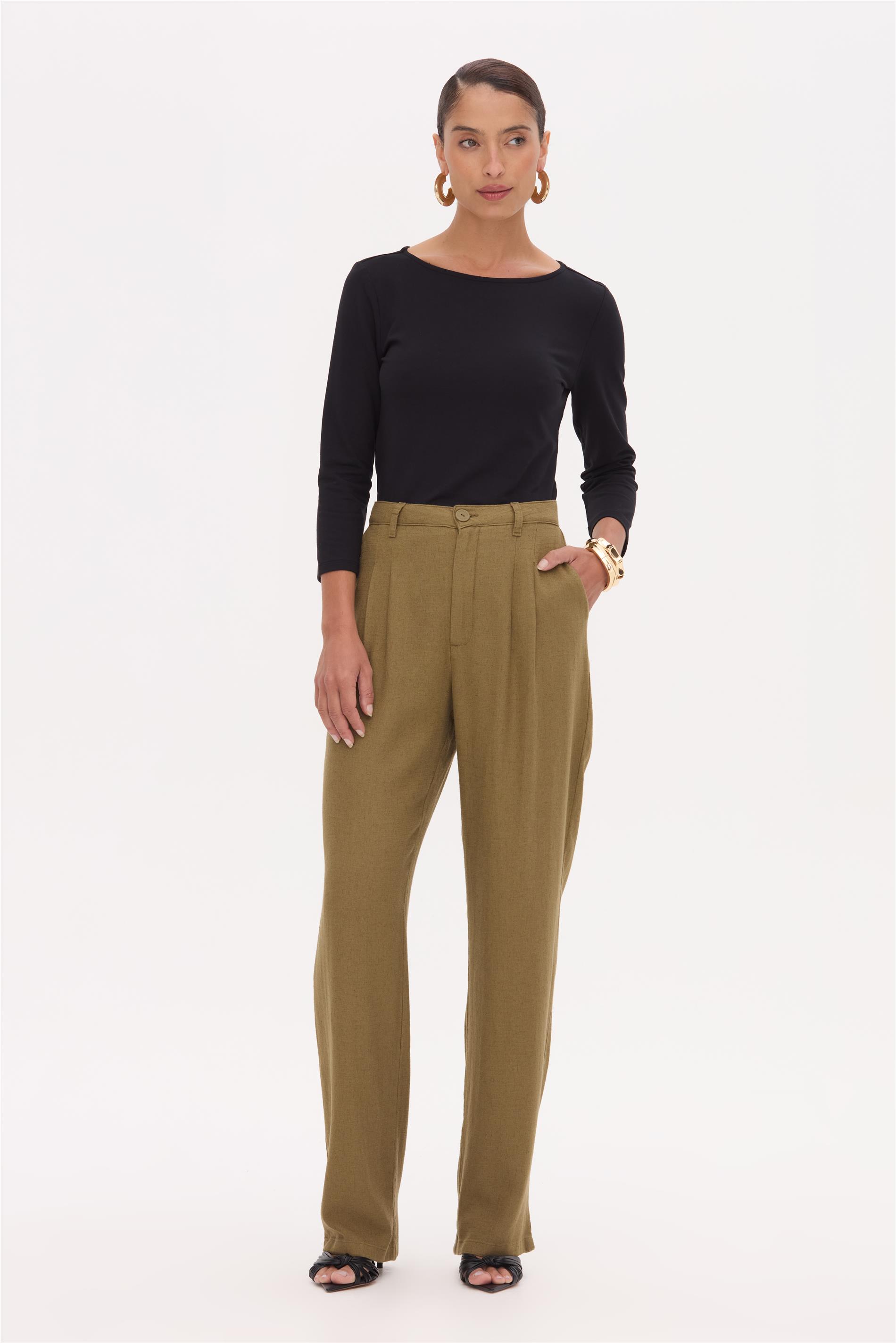 Calça Feminina Reta G5 C2 em Linho