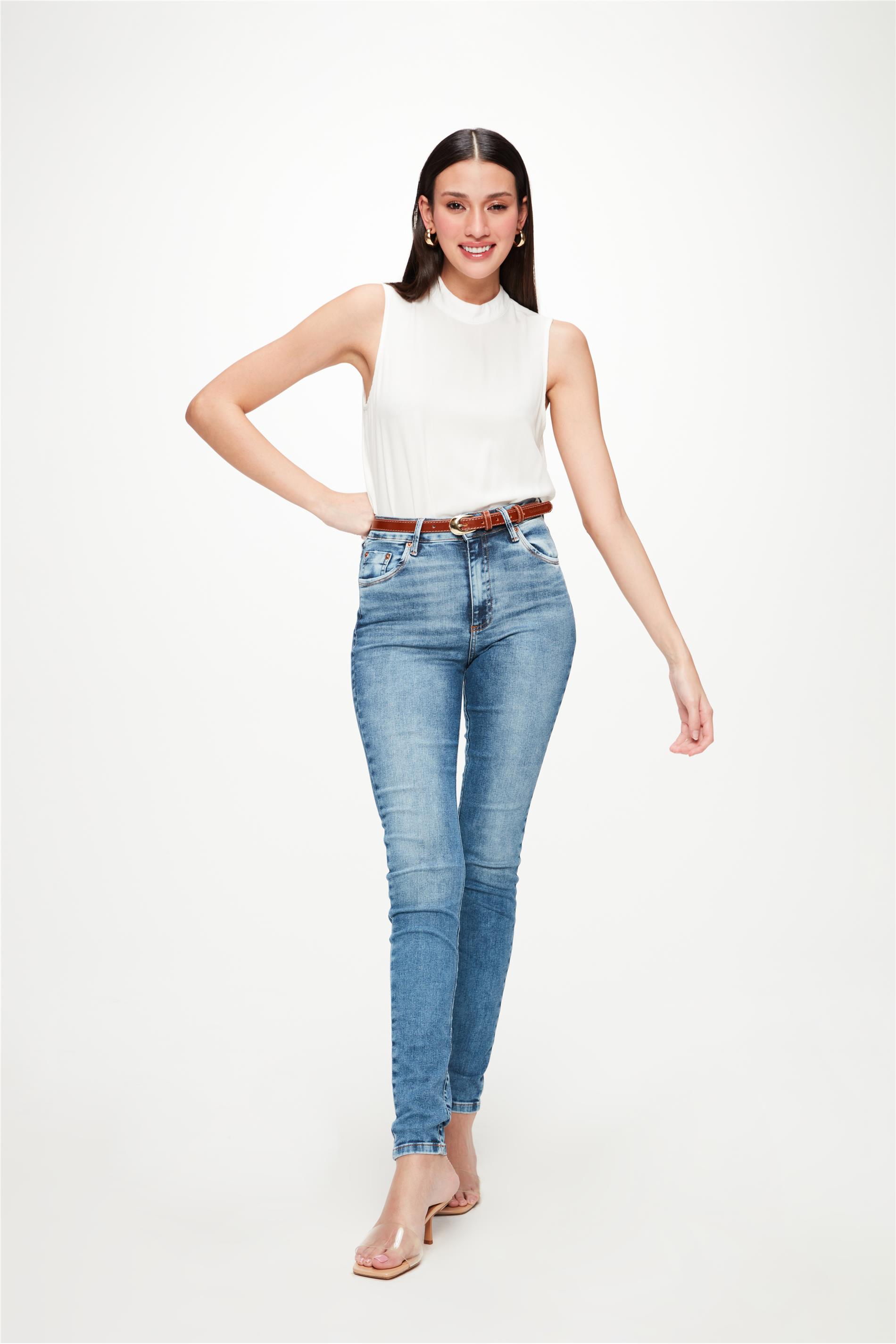 Calça Jeans Azul Claro Skinny Feminina