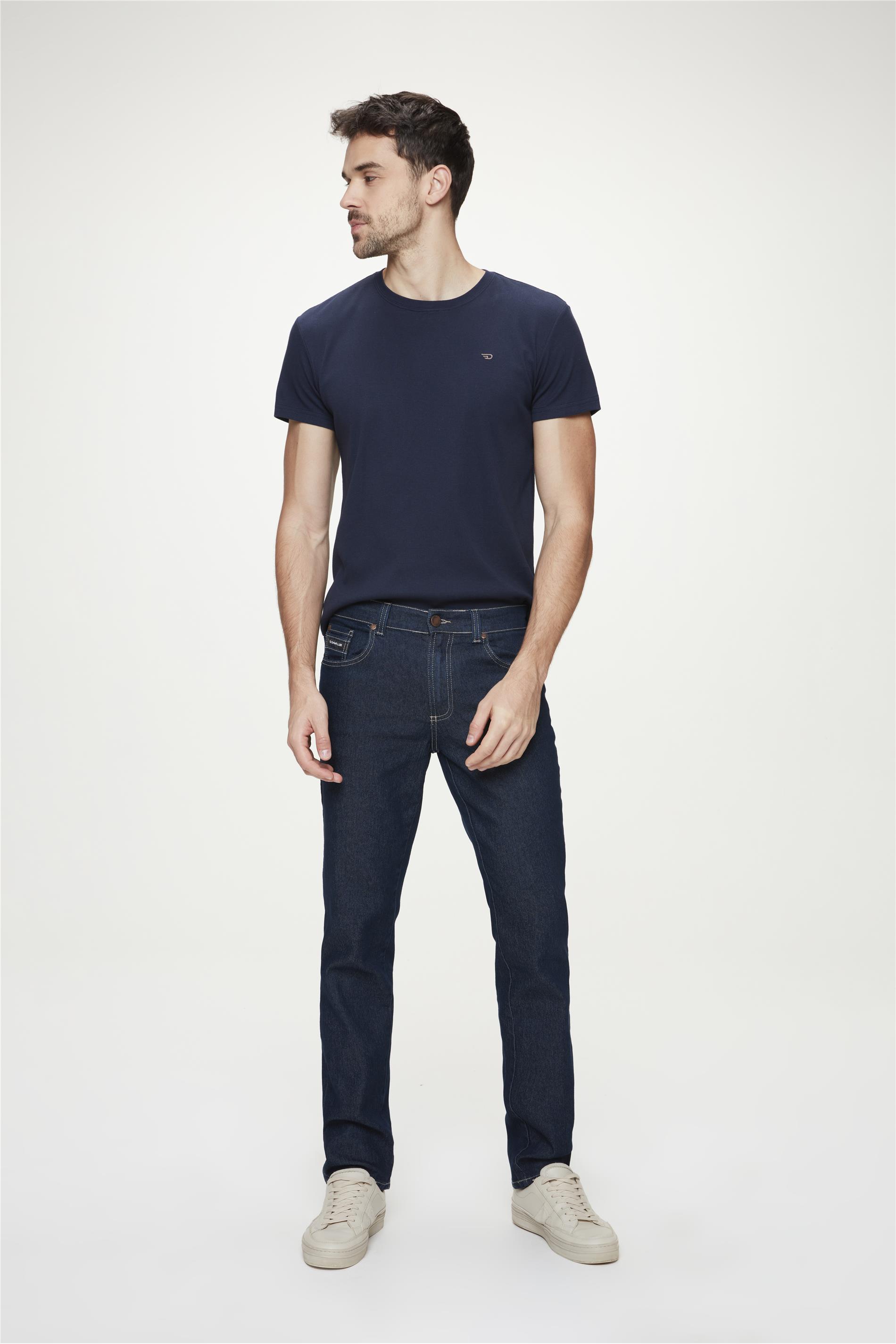 Calça Jeans Azul Escuro Slim Masculina