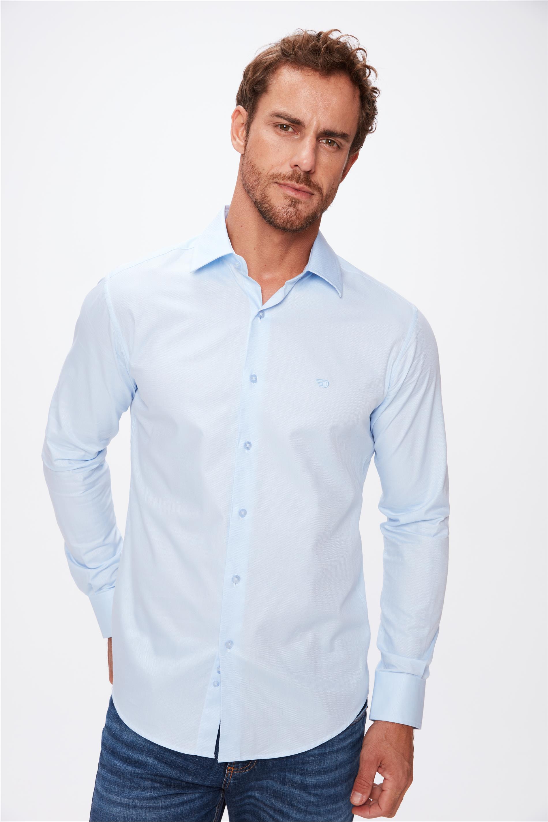 Camisa Social Clássica Algodão Peruano