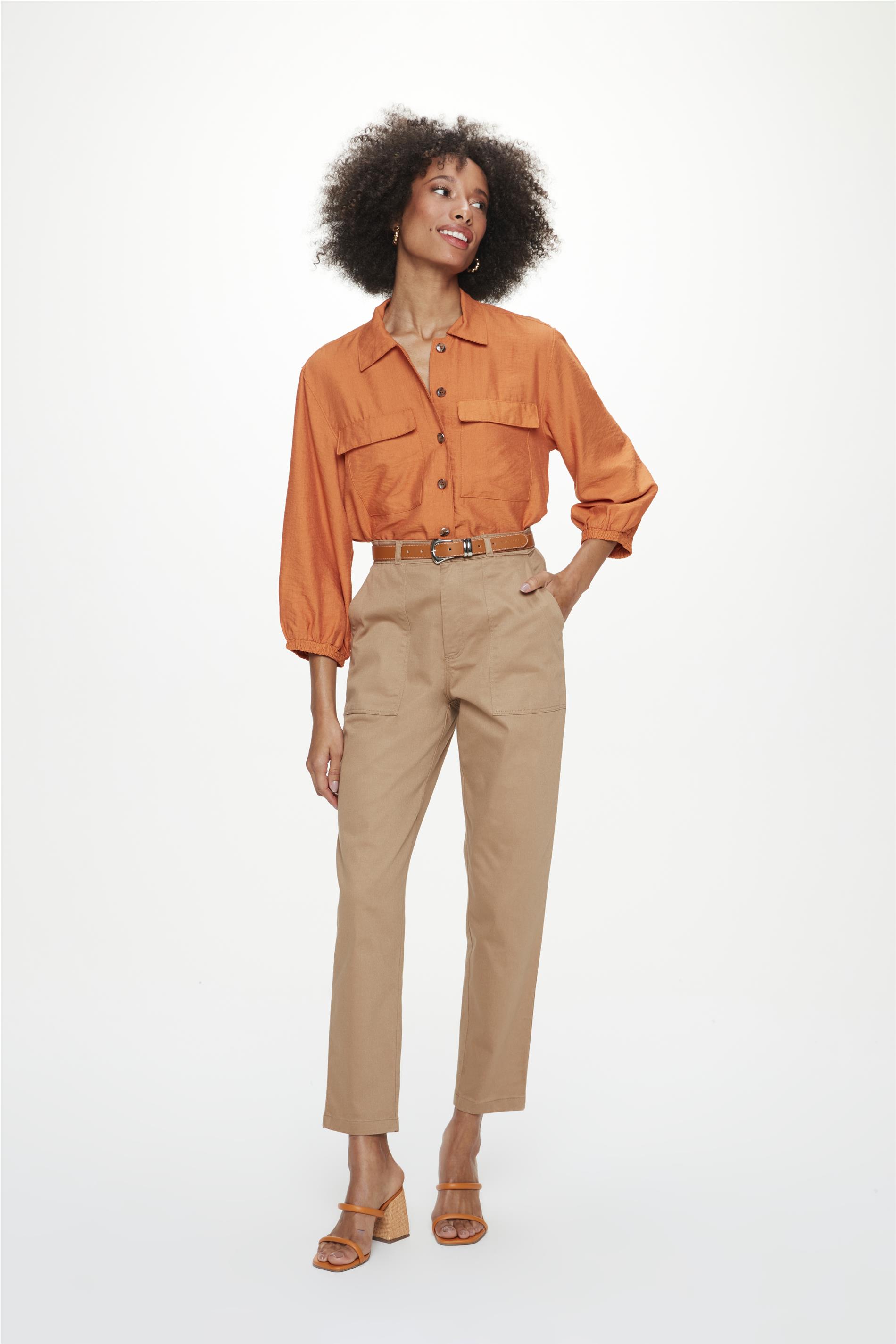 Calça de Sarja Slim Cropped G4 Feminina