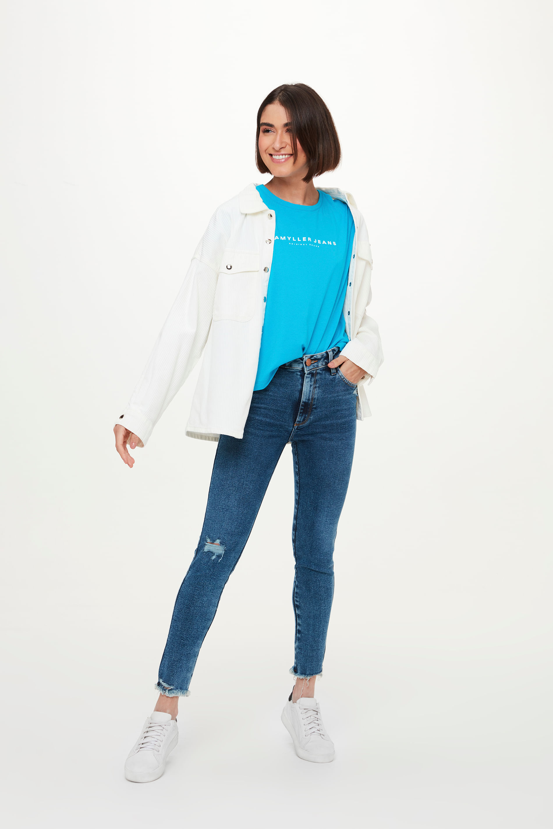 Calça Jeans Jegging Cropped G4 Puídos