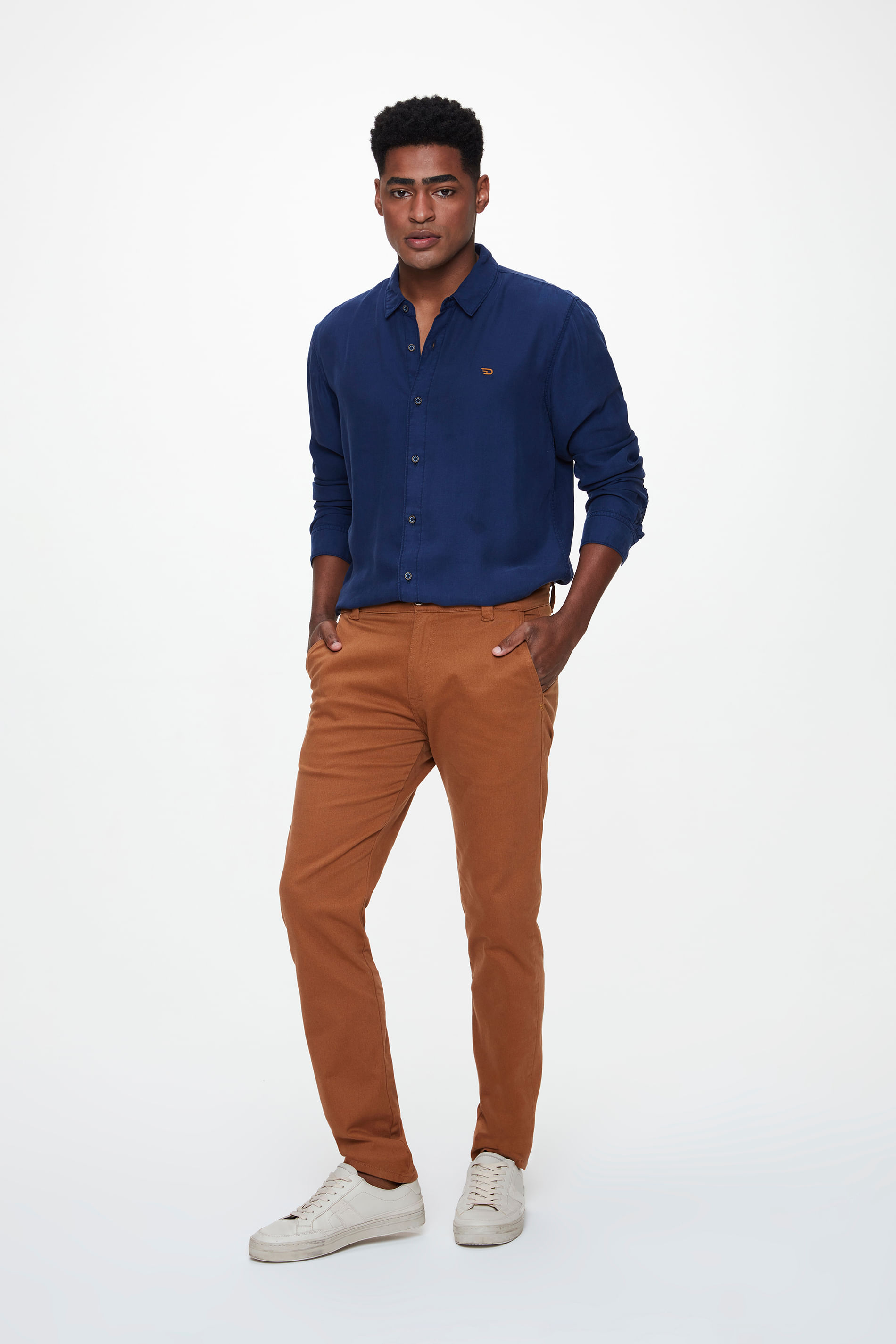 Calça Chino G3 C2 Marrom Masculina