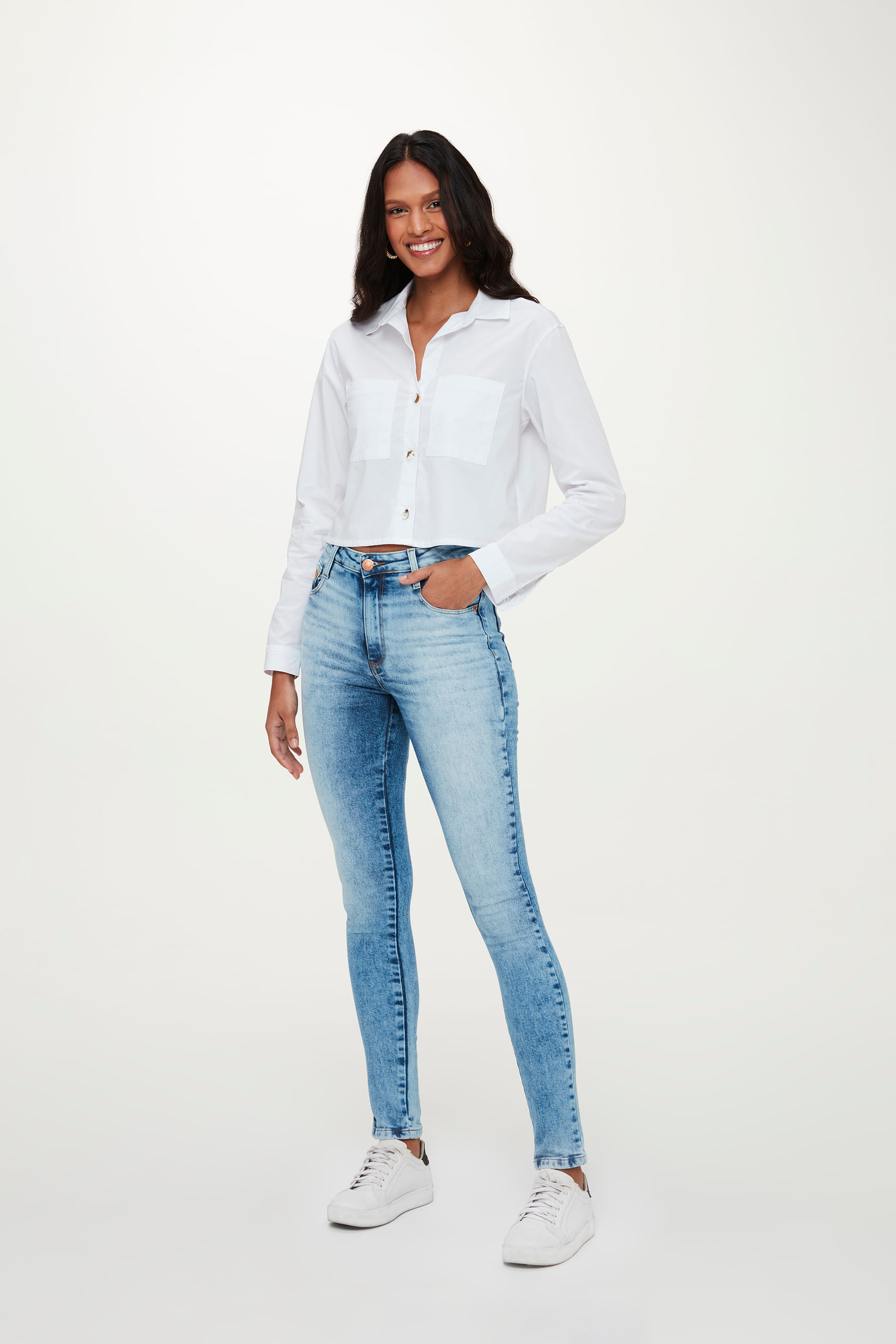 Calça Jeans Skinny com Cintura Alta C1