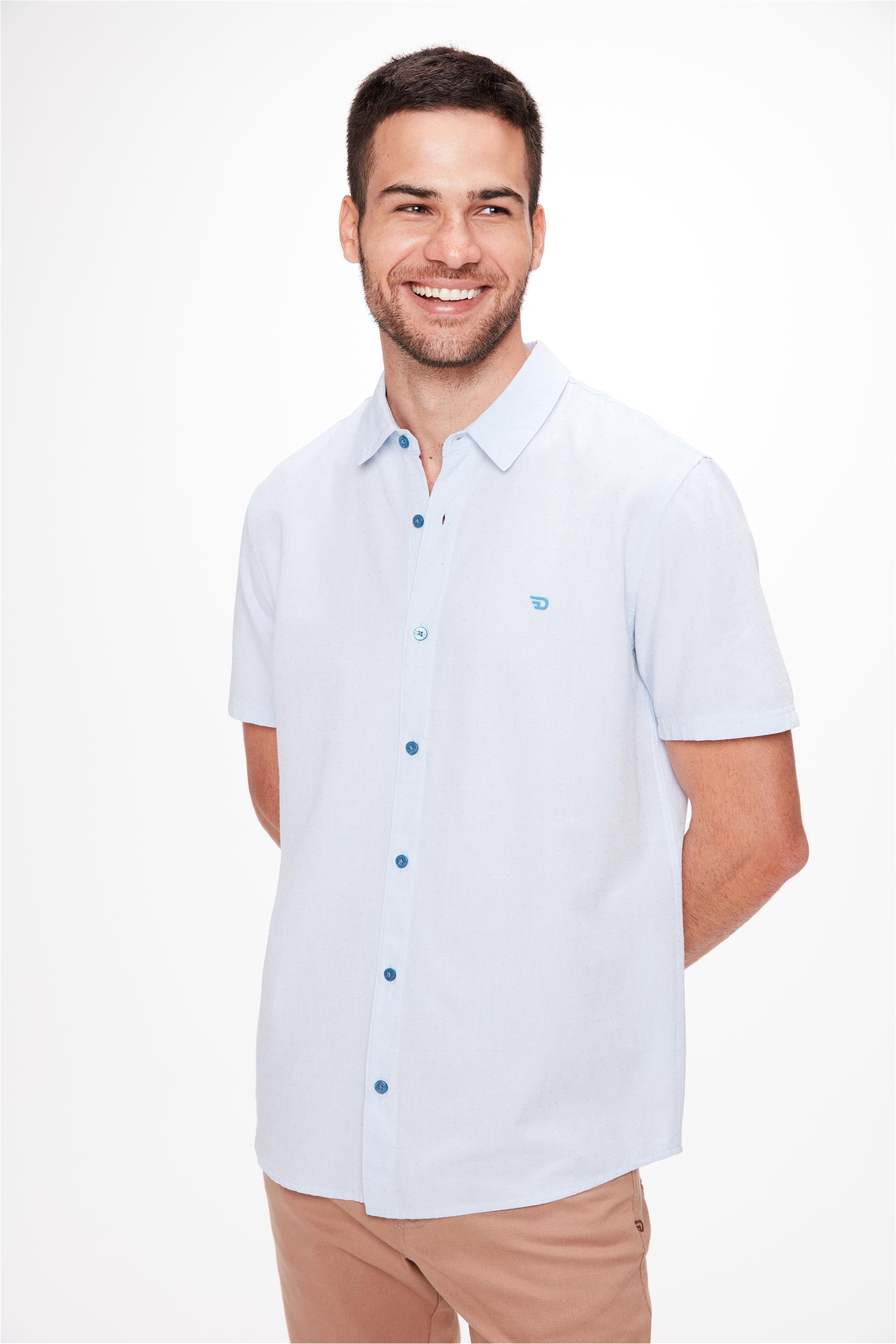Camisa de Algodão com Padronagem de Poá