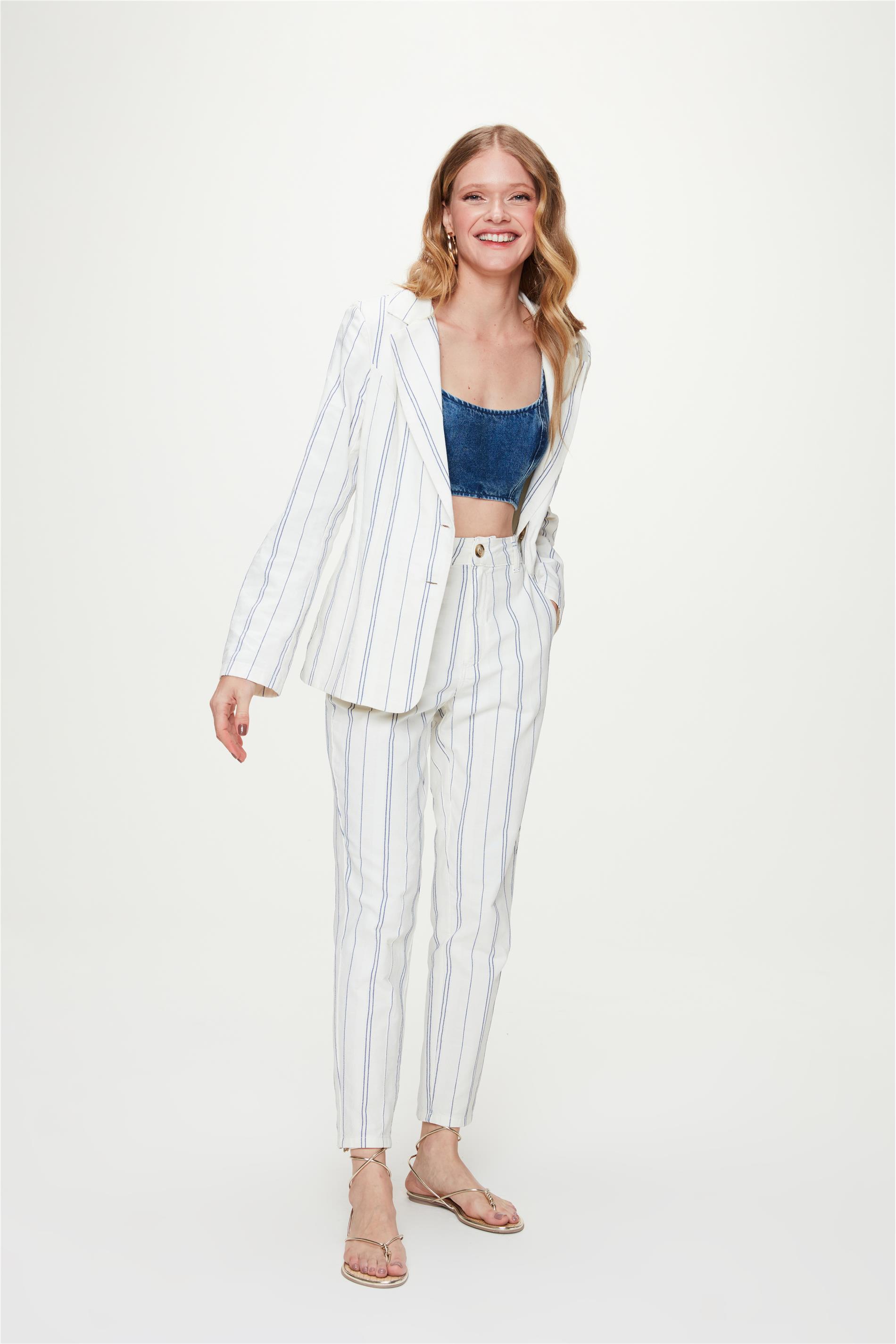 Calça Slim Cropped G5 Listrada Feminina