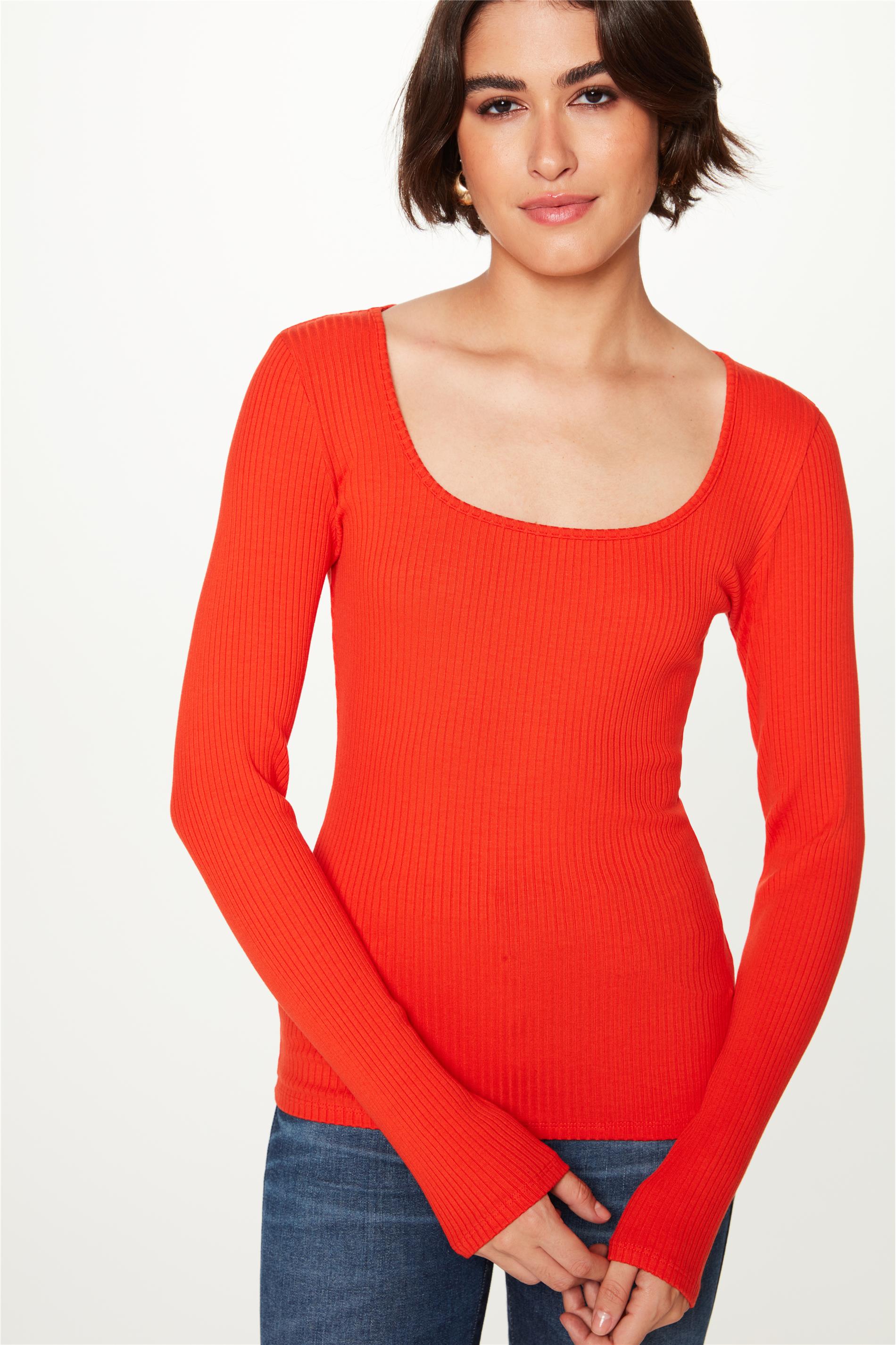 Blusa de Malha Canelada Decote Quadrado