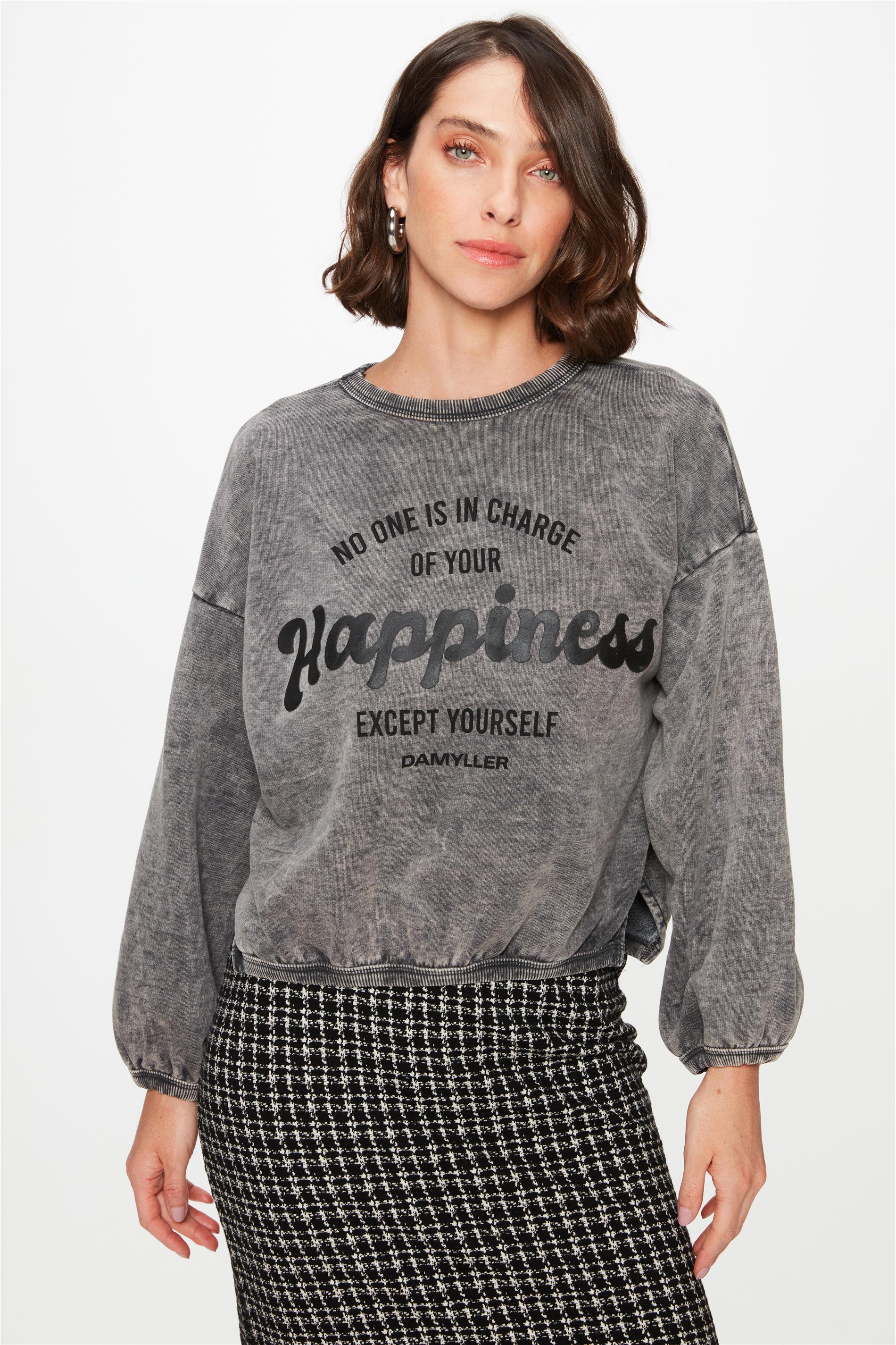 Moletom com Estampa Happiness