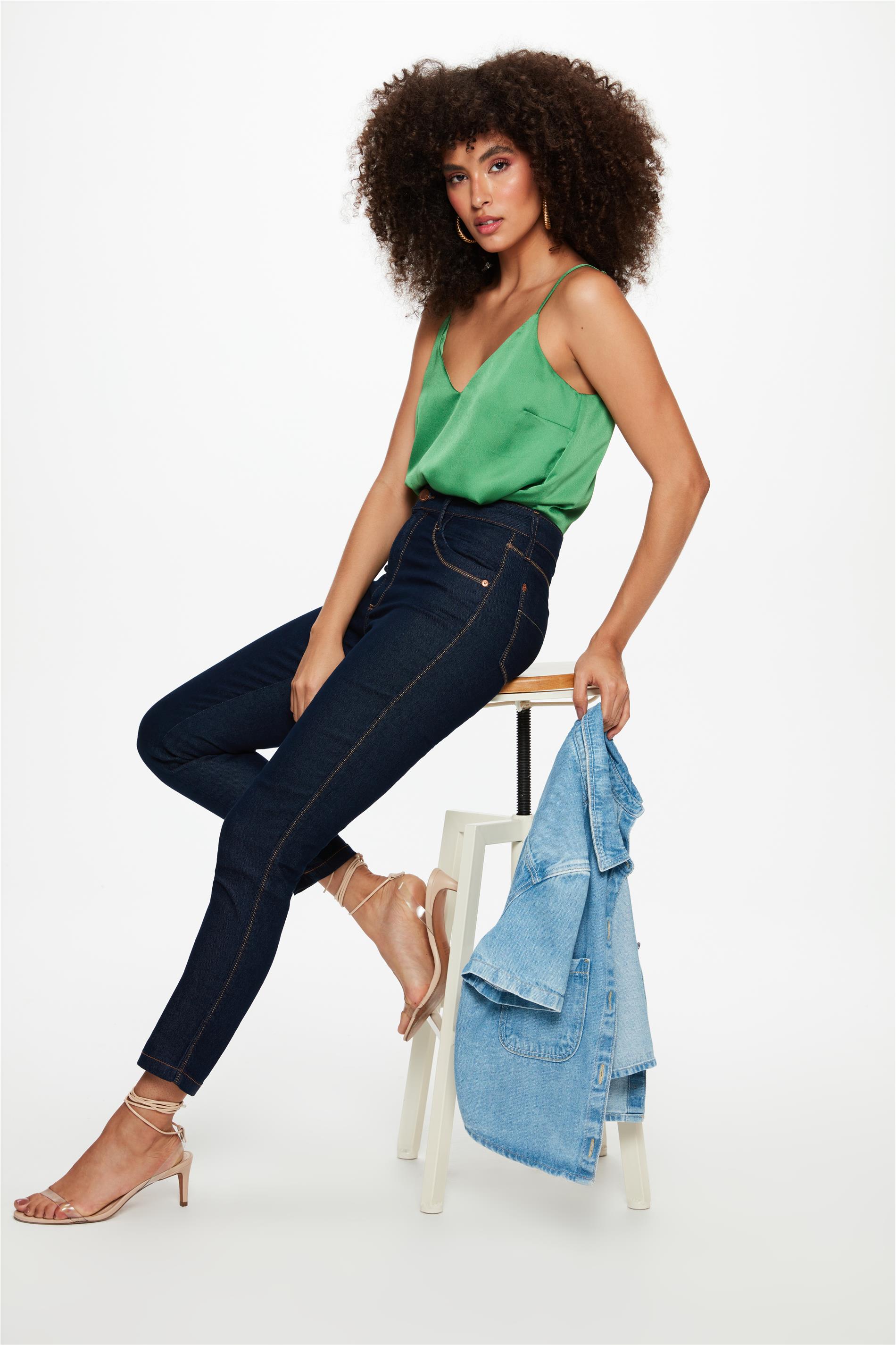 Calça Jeans Skinny Pesponto Contrastante