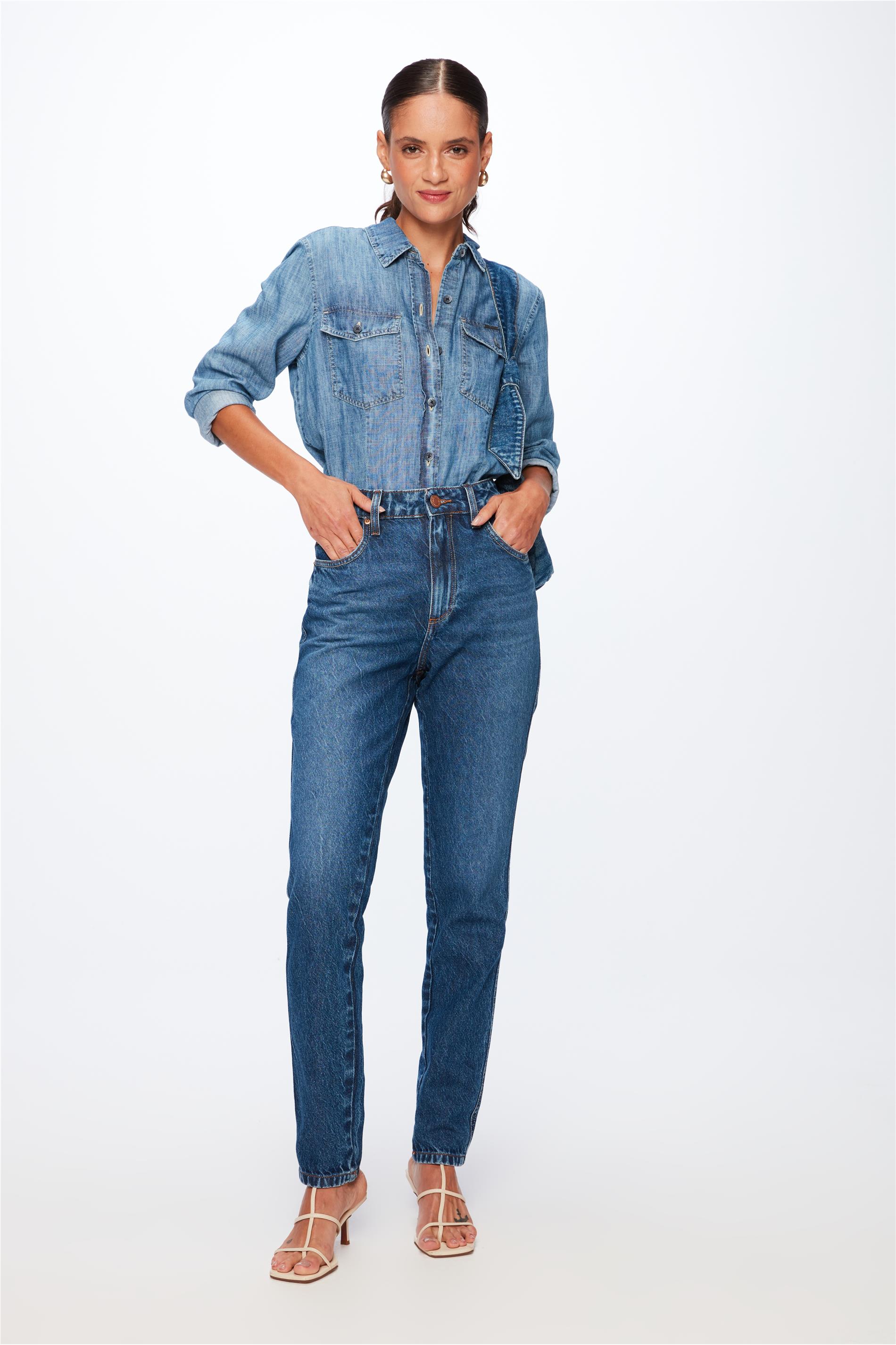 Calça Jeans Azul Médio Mom G5
