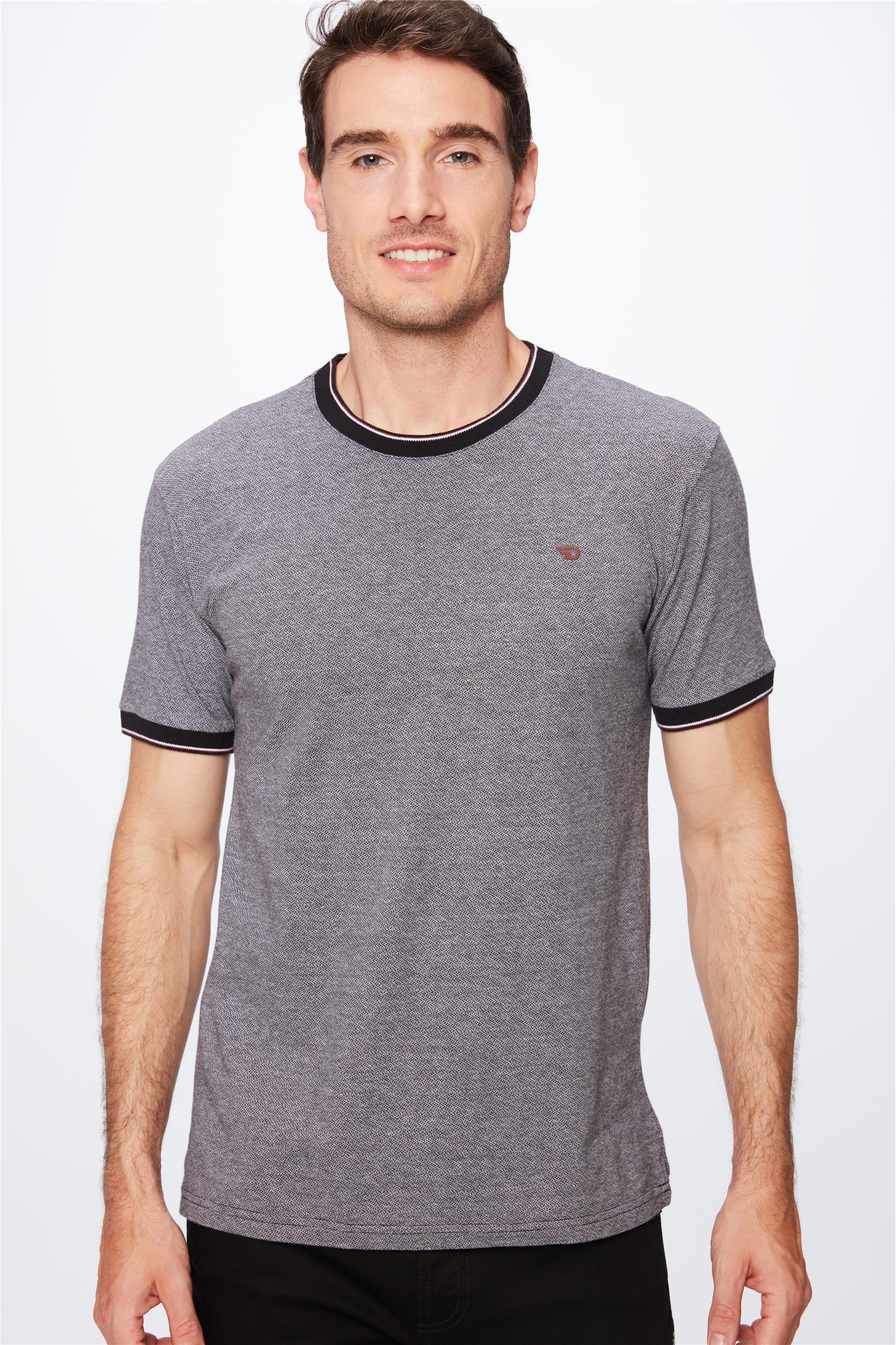 Camiseta Mescla com Ribana Masculina