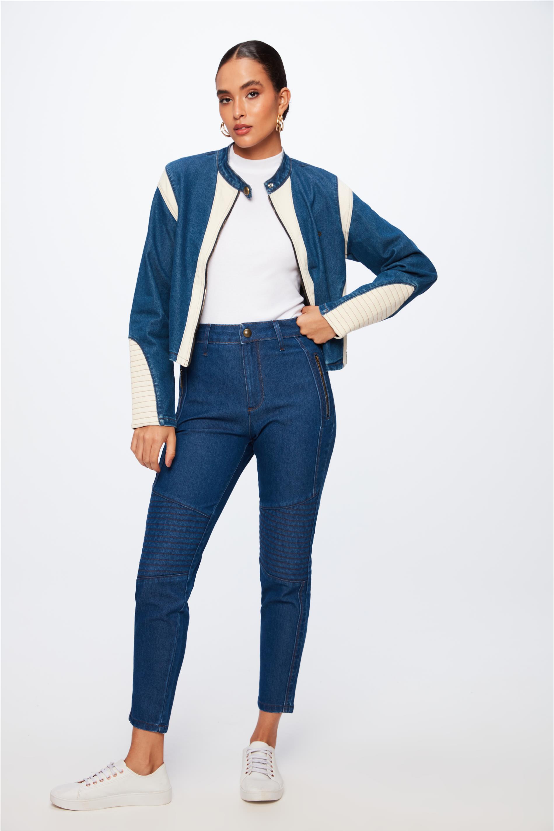 Calça Jeans Slim Detalhes Biker G4