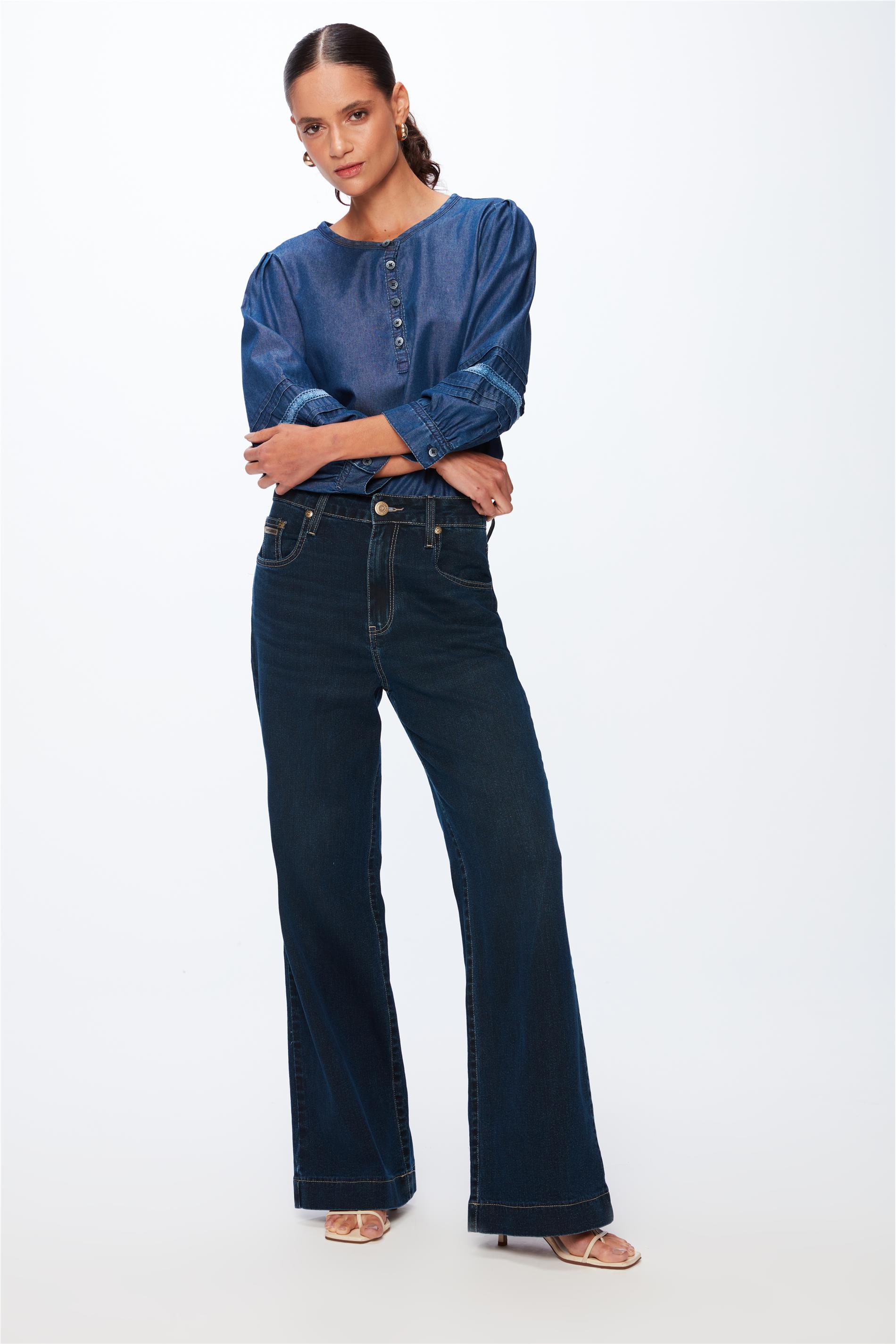 Calça Jeans Super Escuro Wide Leg G5 C1